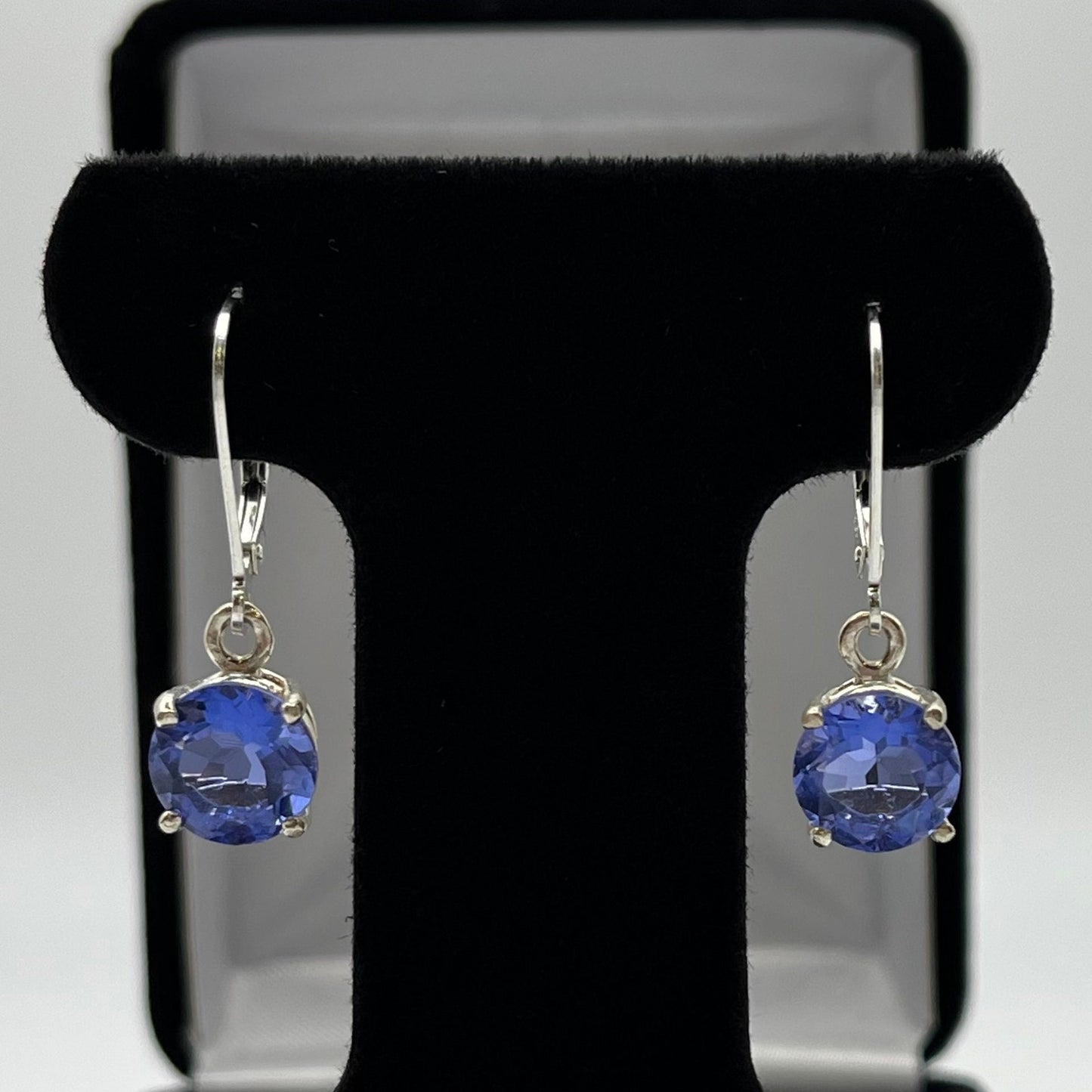 BEAUTIFUL 4.6ctw Blue Fluorite Earrings Sterling Silver Leverback Trending Jewelry Gift Holiday Jewelry