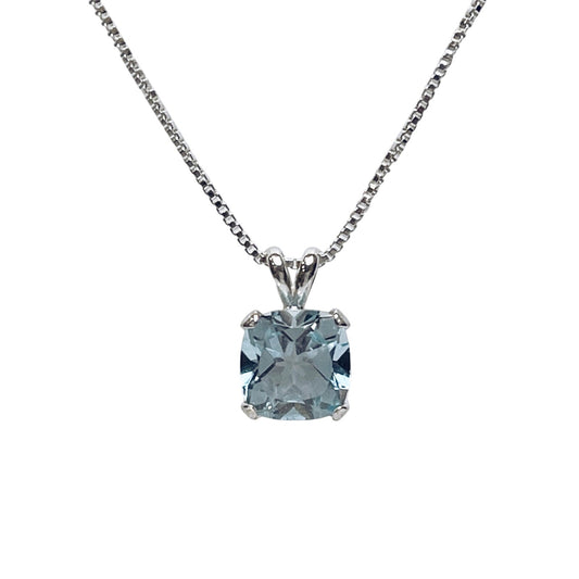 BEAUTIFUL 2.5ct Natural Sky Blue Topaz Necklace 16” 18” Cushion Cut Topaz Jewelry Gift Something Blue Ice Birthstone