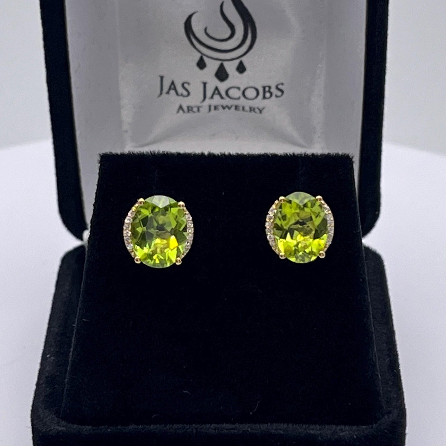 Beautiful 4ctw Natural Diamond and Peridot Earrings in 10k Yellow Gold