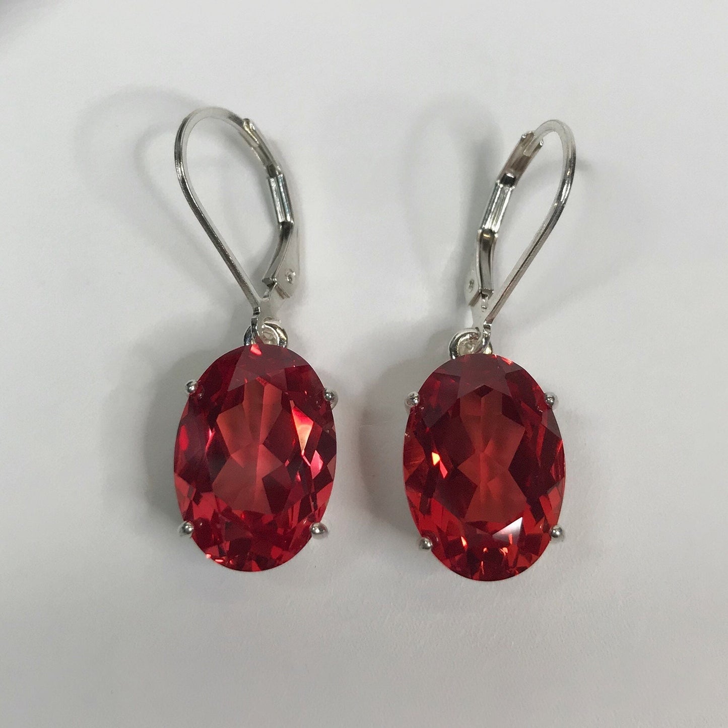 Beautiful 16ctw Oval Cut Padparadscha Sapphire Earrings Orange Sapphire Earrings