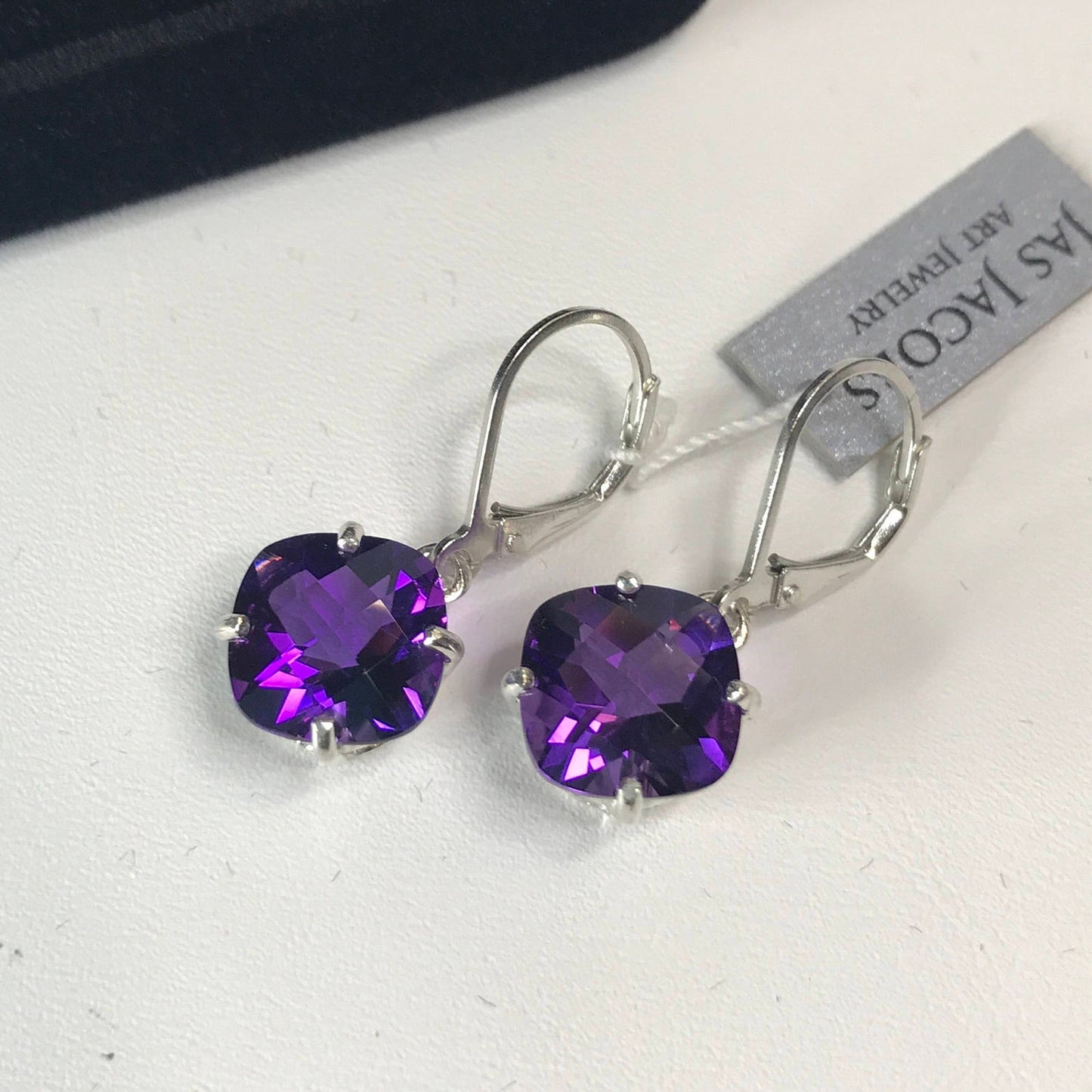 Beautiful 9ctw Cushion Cut Amethyst Earrings in Sterling Silver Royal Purple