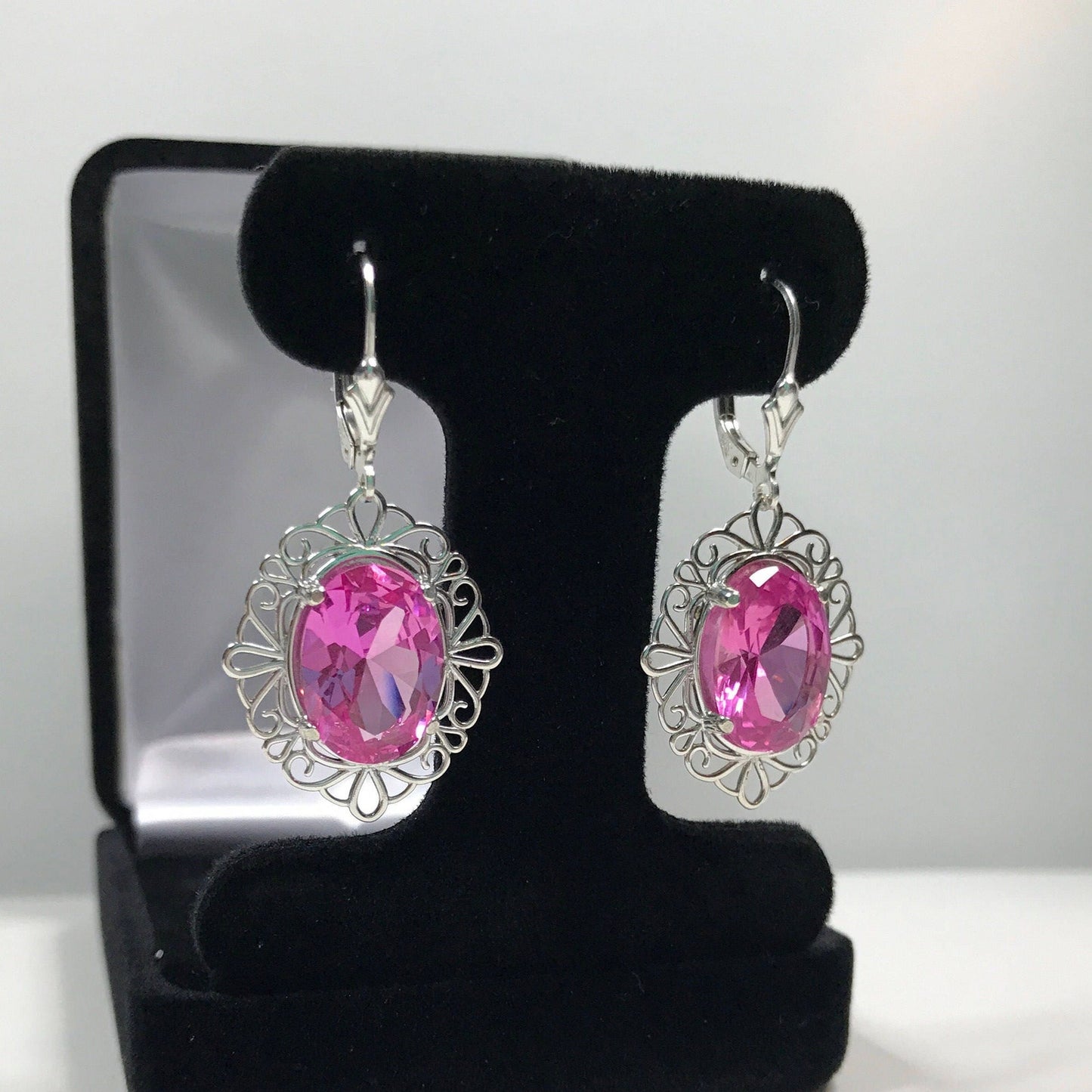 Gorgeous 12ctw Oval Cut Pink Sapphire Earrings
