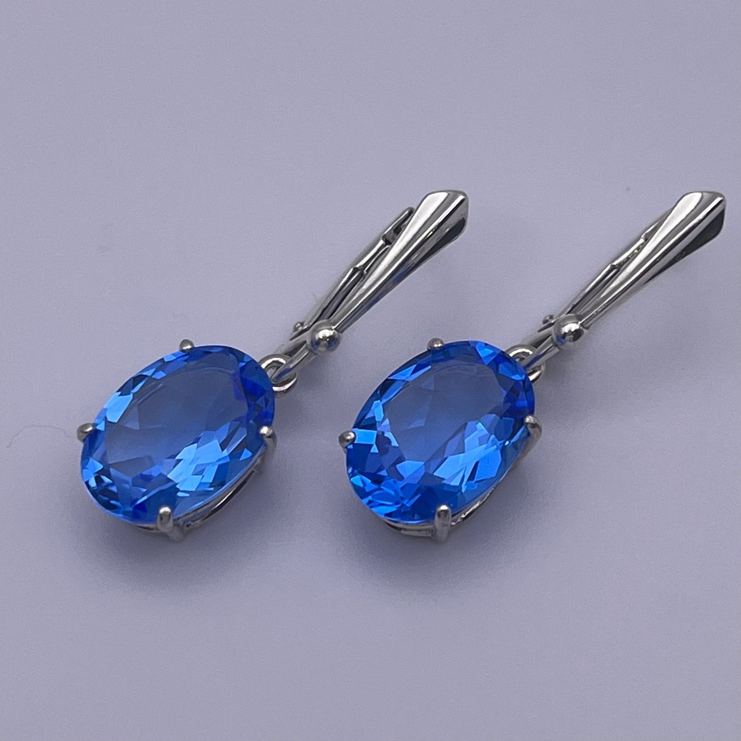 Gorgeous 8.5ctw Oval Cut Blue Quartz Earrings in Sterling Silver