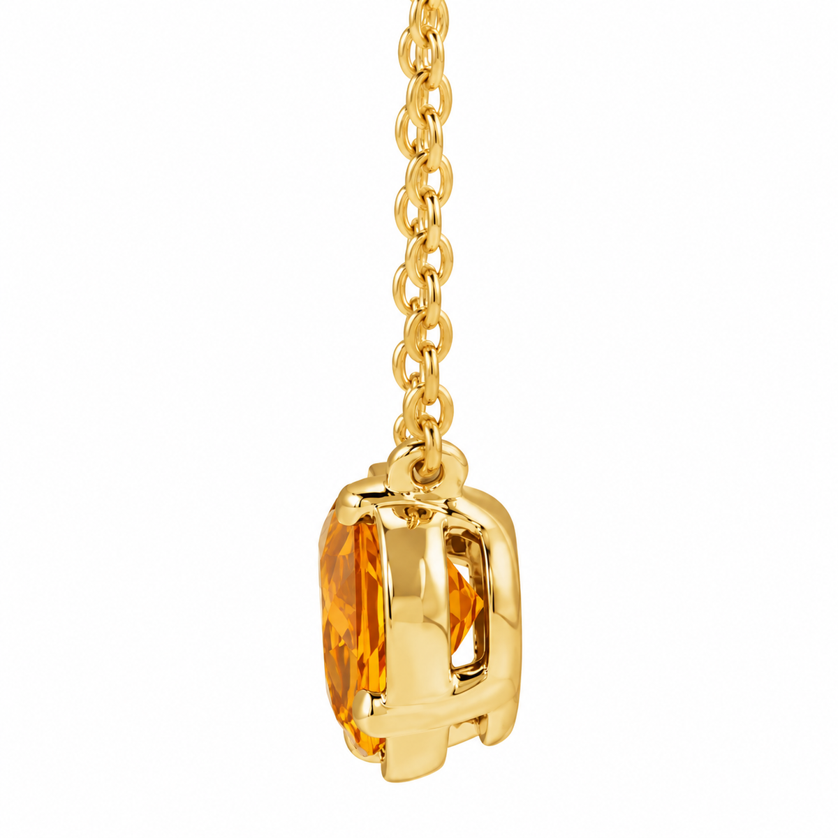1.2ct Natural Citrine Necklace – East-West Oval Solitaire