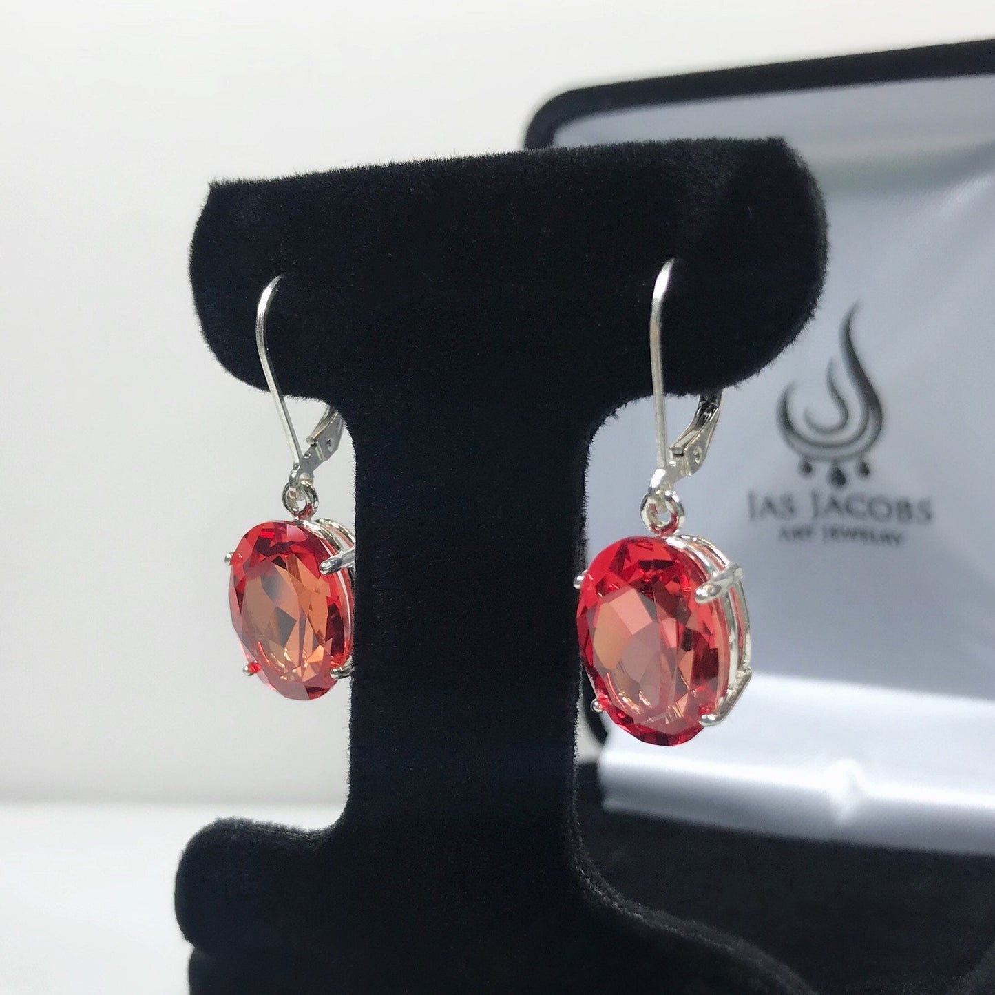 Beautiful 16ctw Oval Cut Padparadscha Sapphire Earrings Orange Sapphire Earrings