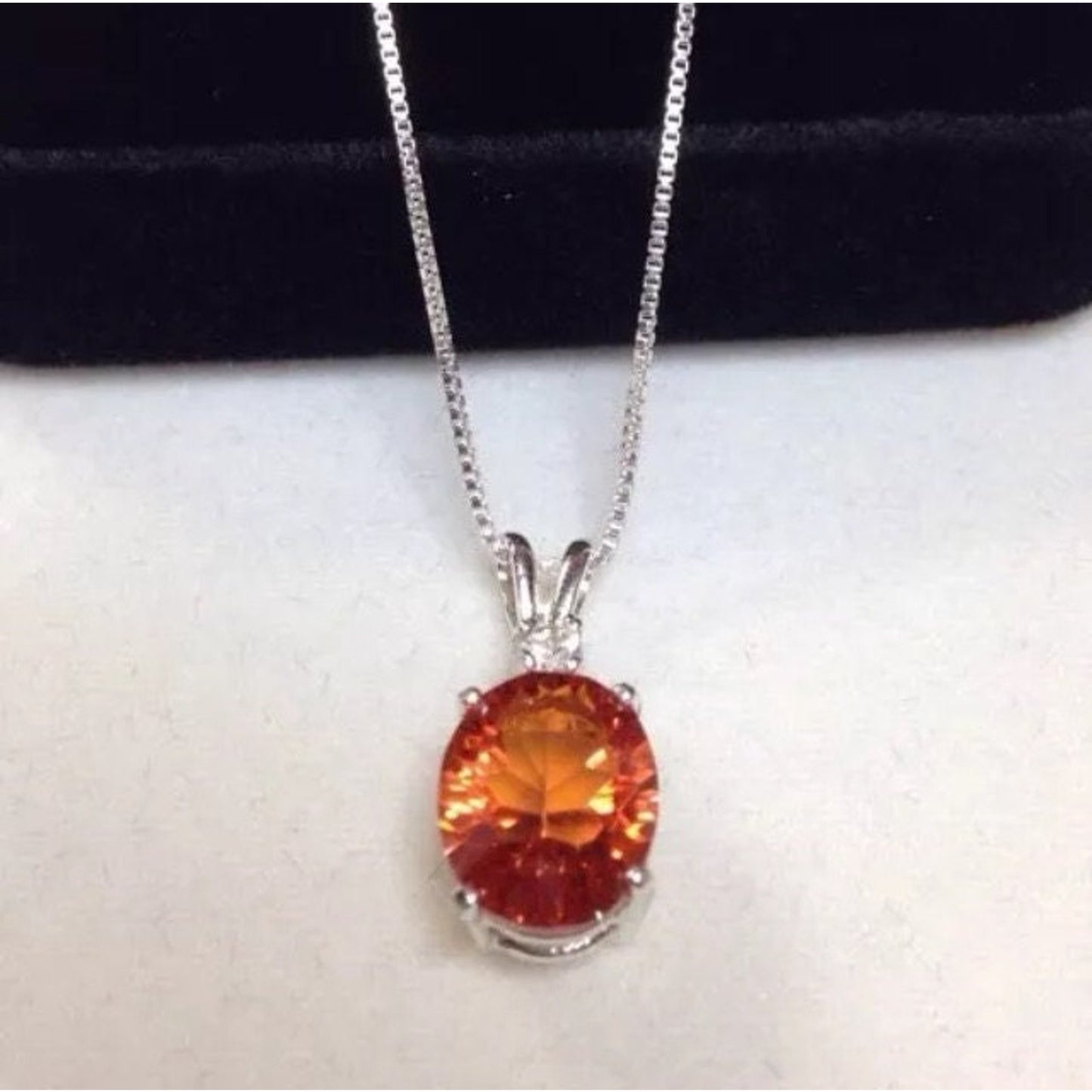 Beautiful 4.5ct Oval Cut Orange Fire Quartz Necklace Pendant Sterling Silver Necklace 18" Gemstone Jewelry Trending Stones