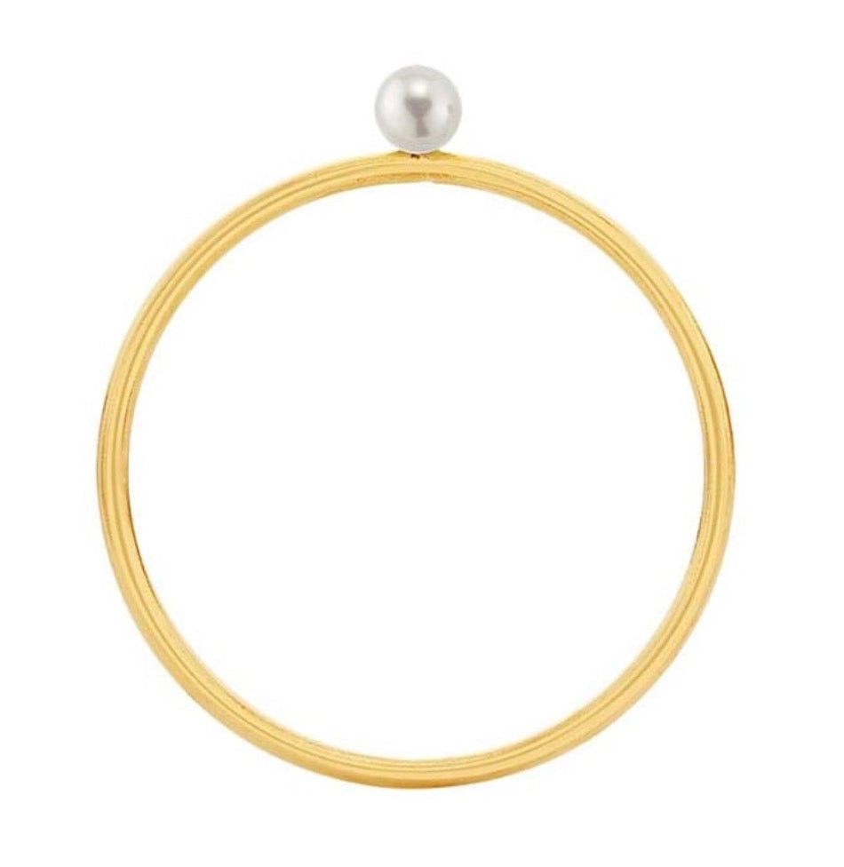 14K Yellow Gold Filled 3mm Simulated Pearl Ring | Dainty Stackable Water Resistant Ring | Minimalist Pearl Band