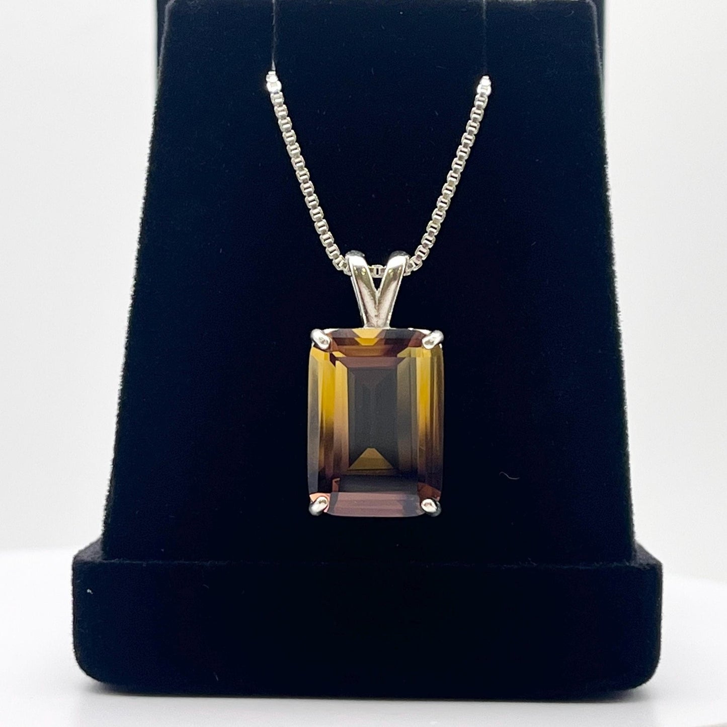 Gorgeous 11.7ct Emerald Cut Ametrine Necklace Pendant Sterling Silver Amethyst Citrine Multi Color Gemstone Large Gemstone Pendant Gift