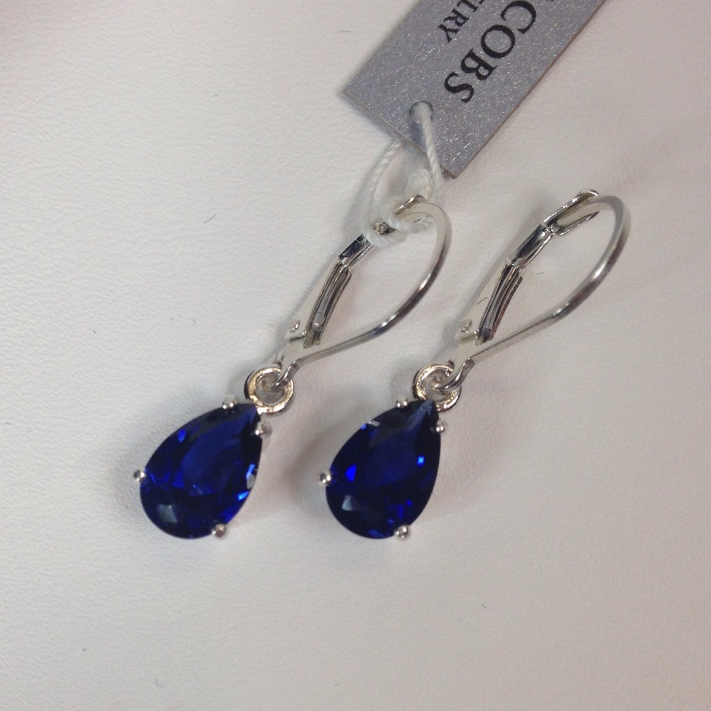 Beautiful 3ctw Pear Cut Blue Sapphire Earrings in Sterling Silver