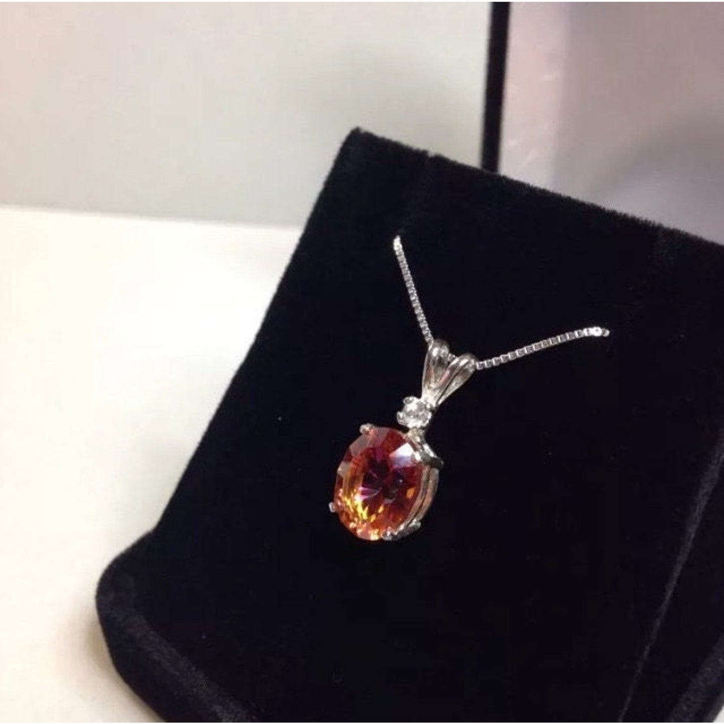 Beautiful 4.5ct Oval Cut Orange Fire Quartz Necklace Pendant Sterling Silver Necklace 18" Gemstone Jewelry Trending Stones