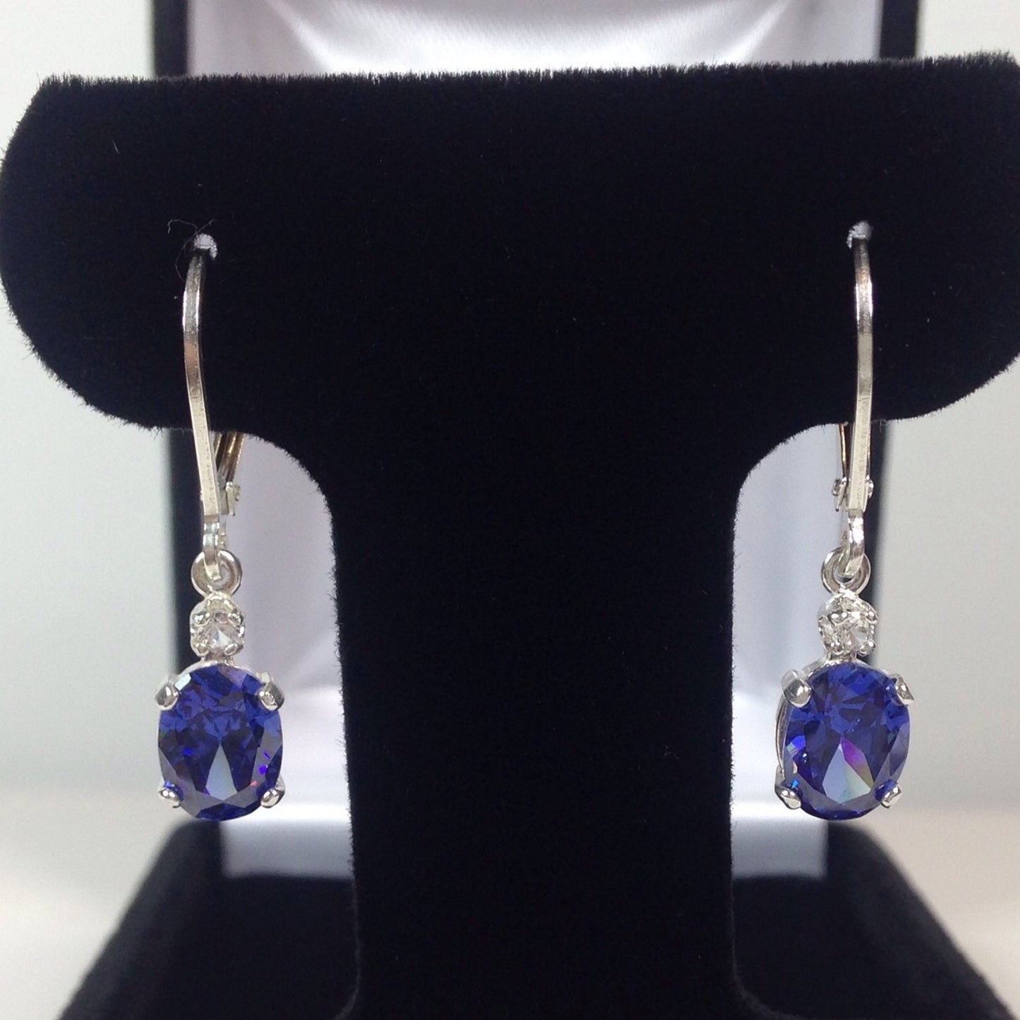 Beautiful 2.3ctw Tanzanite & White Sapphire in Sterling Silver Tanzanite Earrings