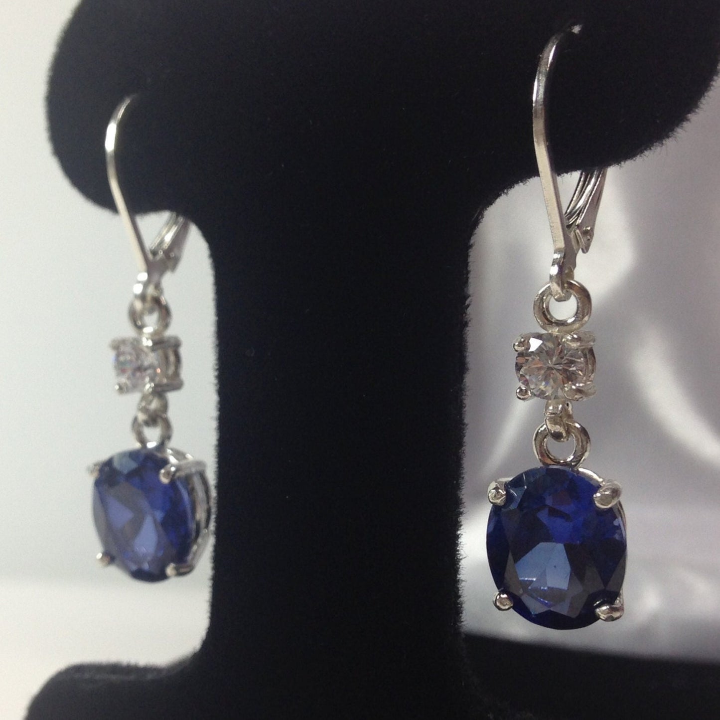 Beautiful 6ct Blue and White Sapphire Earrings in Sterling Silver
