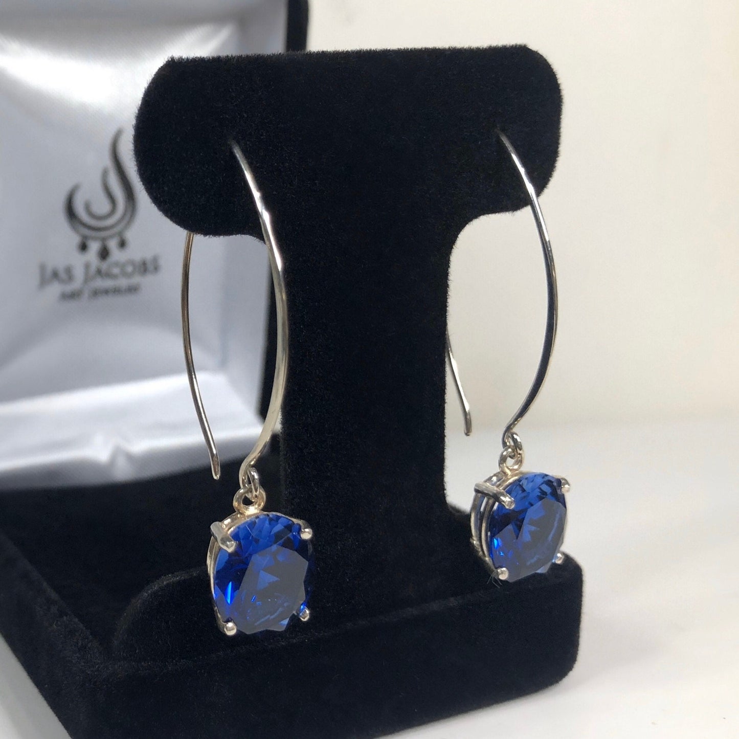 Beautiful 12ctw Oval Cut Sapphire Earrings in Sterling Silver