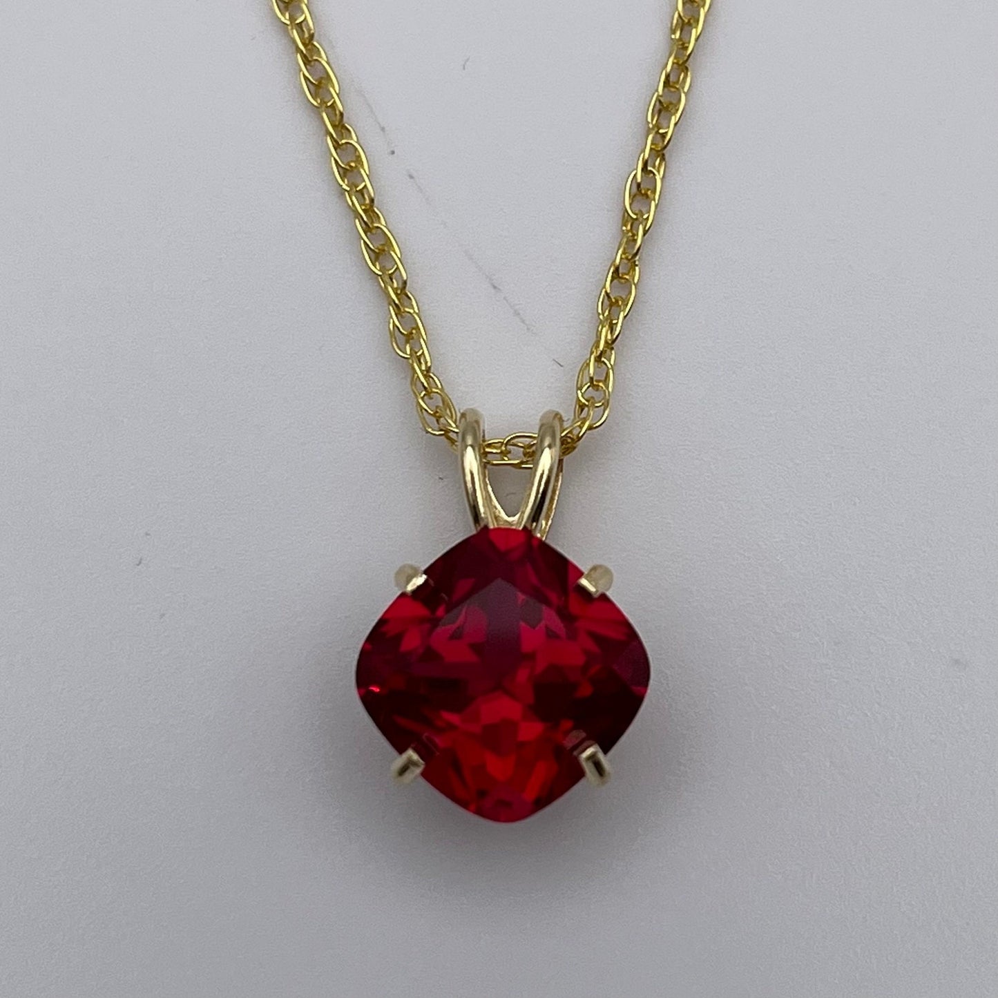 Beautiful 14k Gold 5ct Cushion Cut Ruby Pendant Necklace Fine Jewelry Gift Cushion Square Ruby Necklace Lab July Birthstone