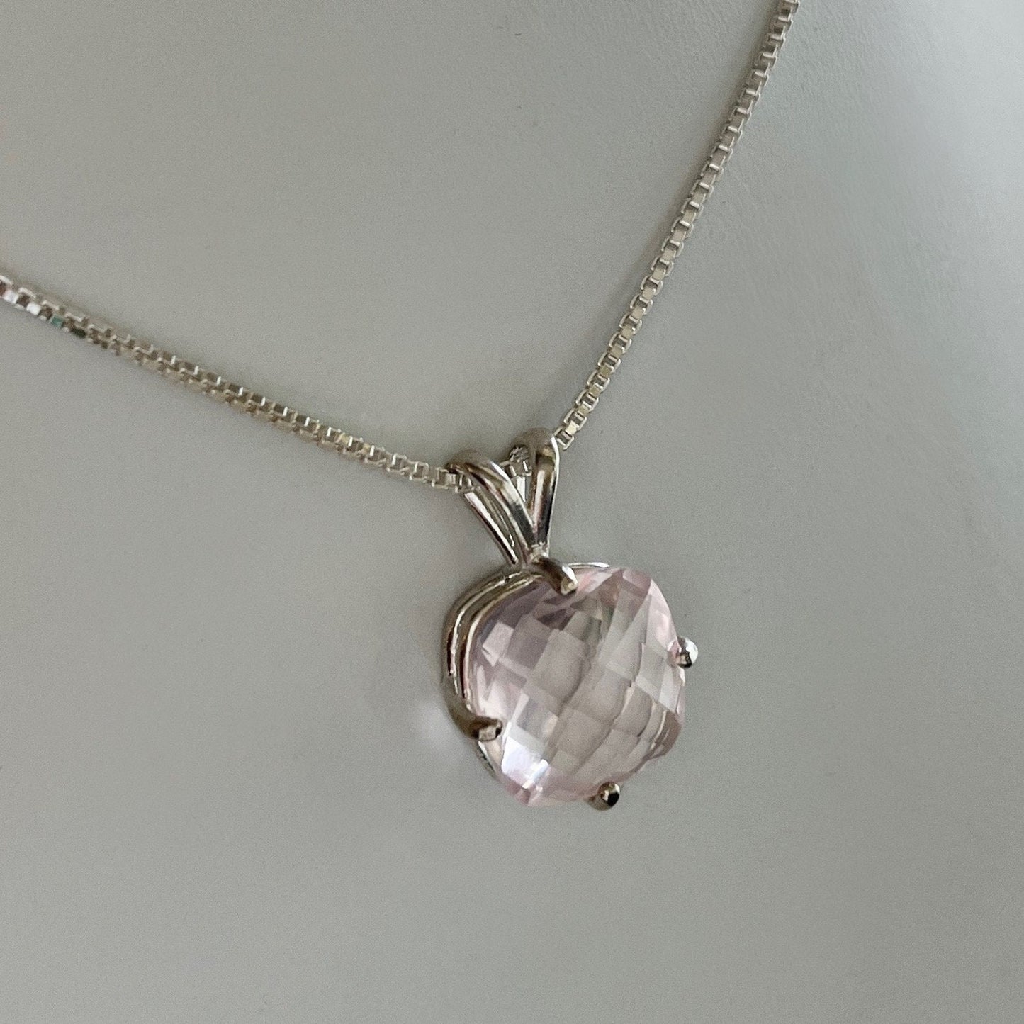 Gorgeous 10mm 3.5ct Rose Quartz Necklace or Pendant in Sterling Silver 10k or 14k Rose Gold Yellow or White Gold Jewelry Gift