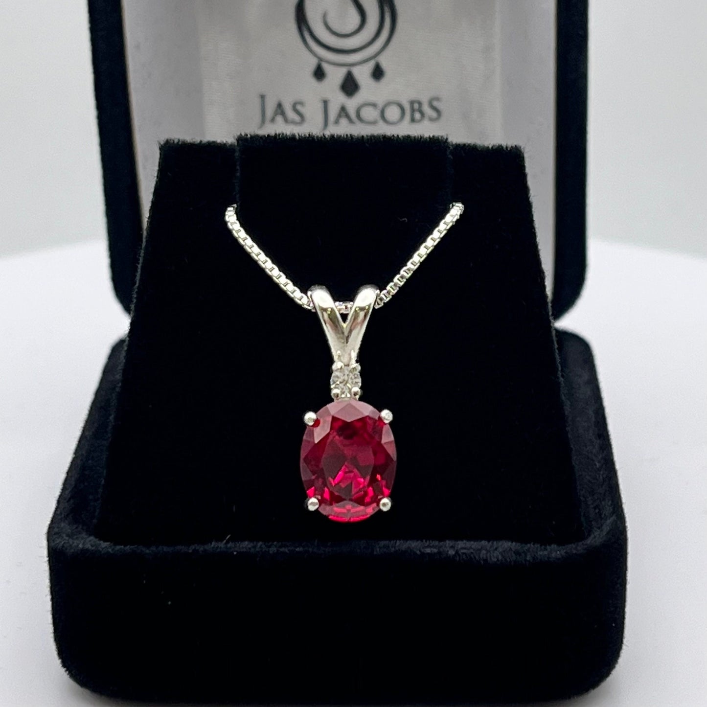 Beautiful 3ct Ruby Necklace Sterling Silver Pendant Necklace with White Sapphire Jewelry Trends Ruby Valentine Gift wife