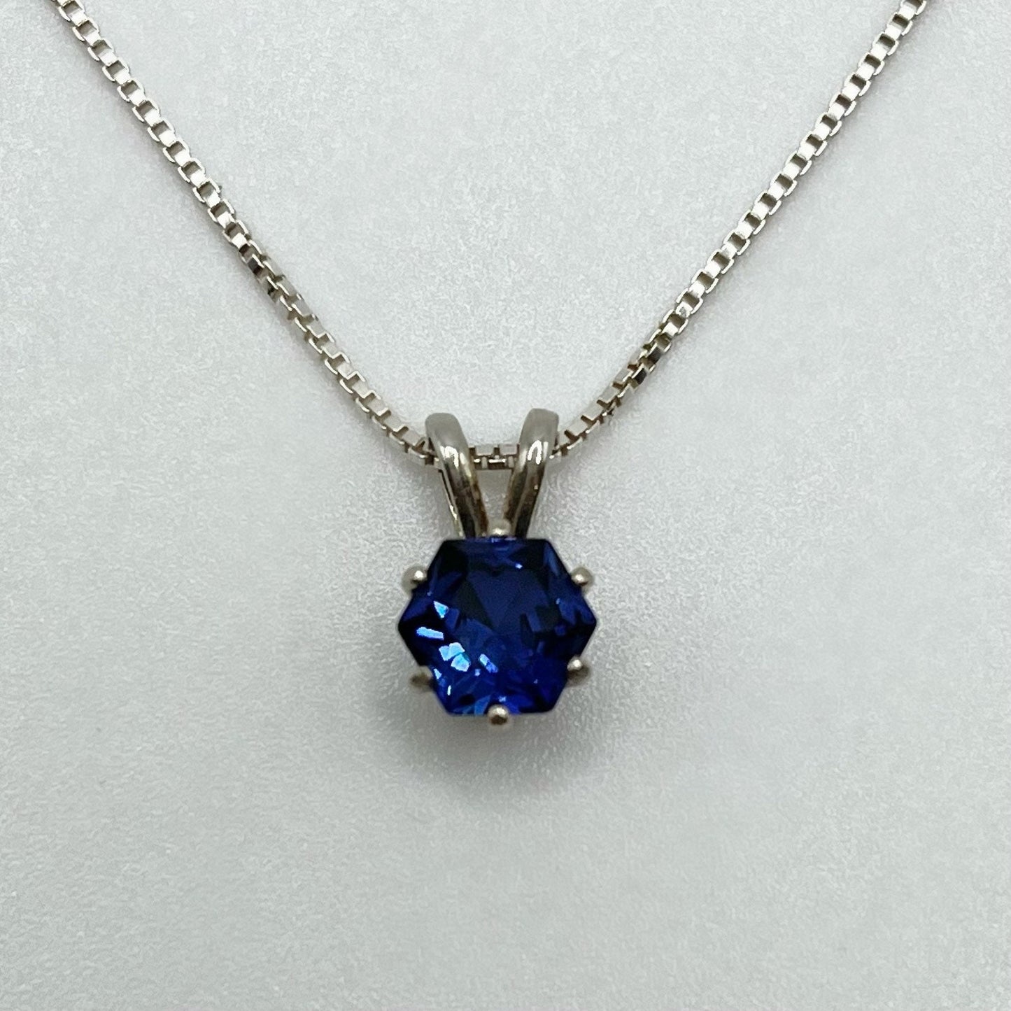 BEAUTIFUL 1ct Hexagon Cut Sapphire Necklace Sterling Silver Solitaire Pendant Necklace Fine Jewelry Gifts Jewelry Blue Sapphire