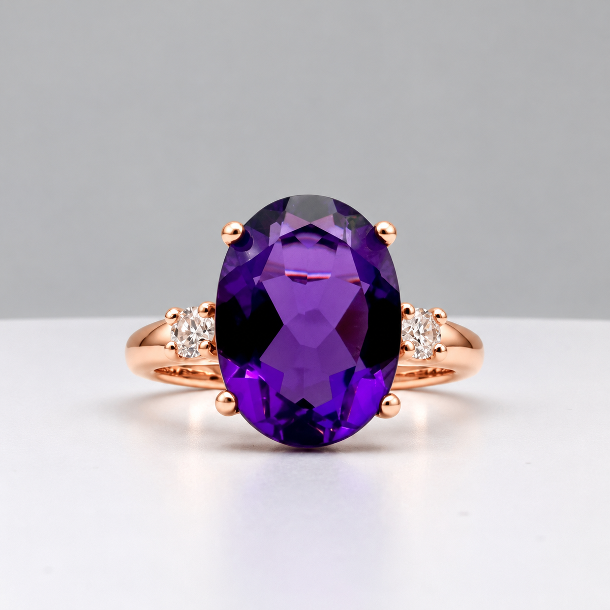 6ct Royal Purple Amethyst & White Sapphire Statement Ring