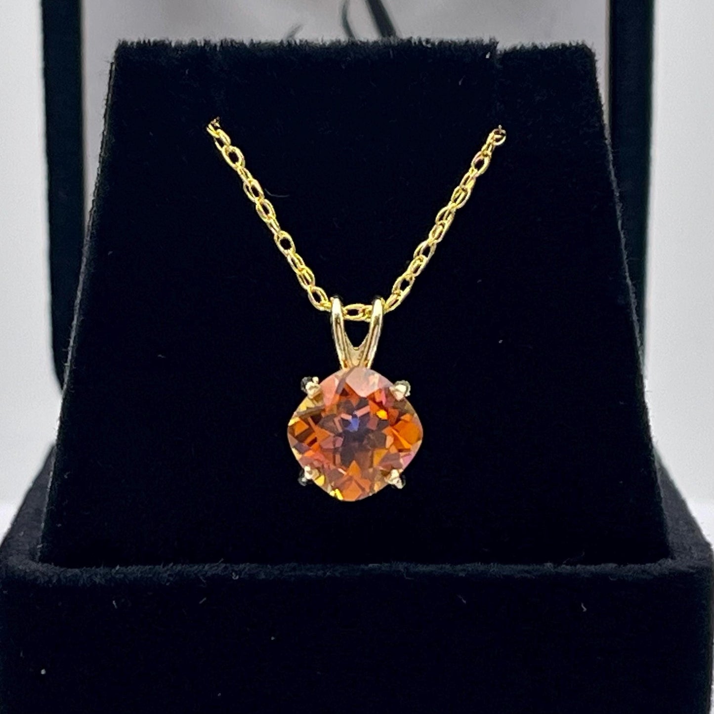 Gorgeous 2.8ct Sunset Topaz Necklace 14k Yellow Gold Trending Holiday Jewelry Gift Sunrise Topaz Orange Pendant