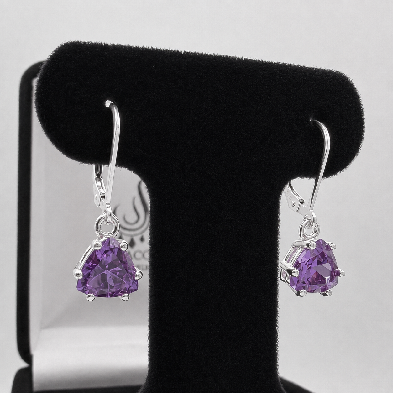 4 CTW Trillion Cut Sapphire Alexandrite Earrings