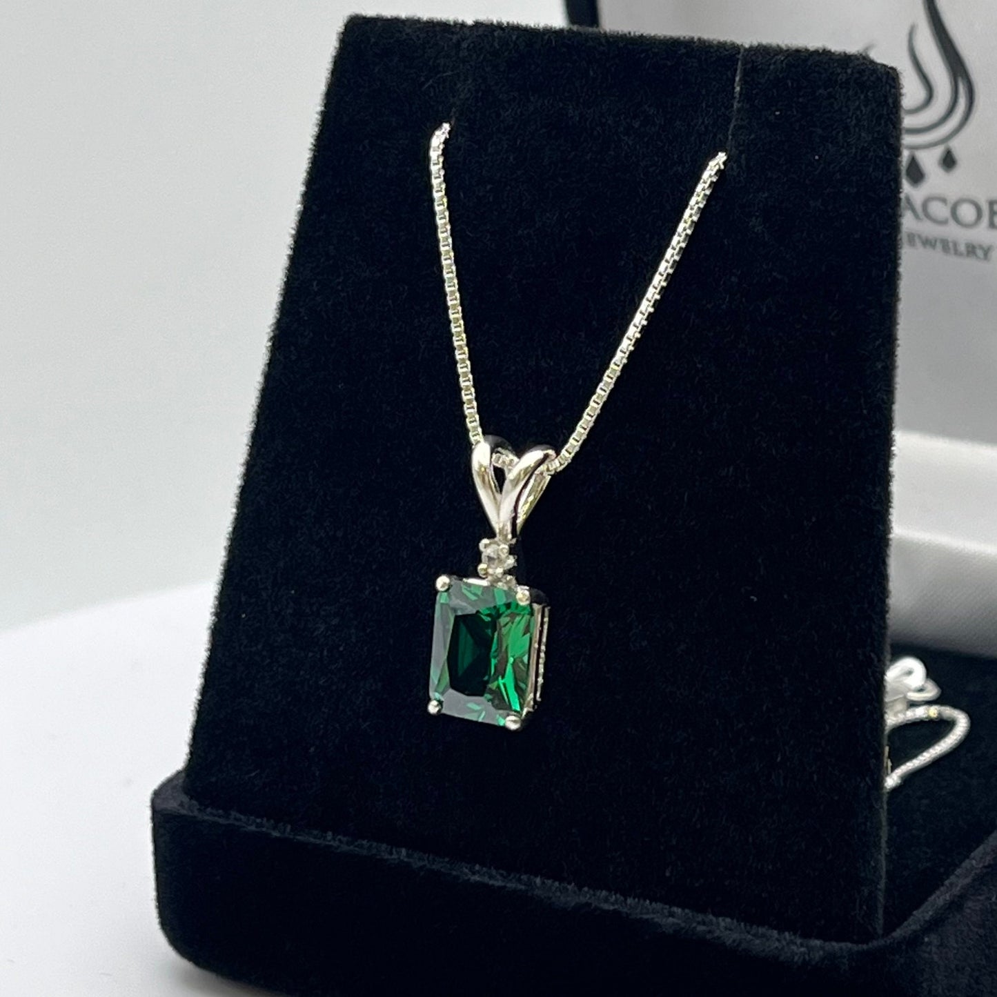 Beautiful 3ctw Emerald Cut Emerald Necklace Sterling Silver Pendant Necklace Jewelry Gift Trending Jewelry May Birthstone