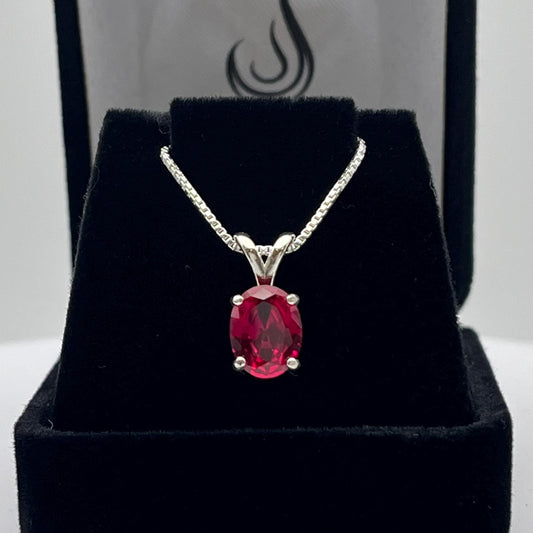 Beautiful 2ct Oval Cut Ruby Necklace Solitaire Pendant