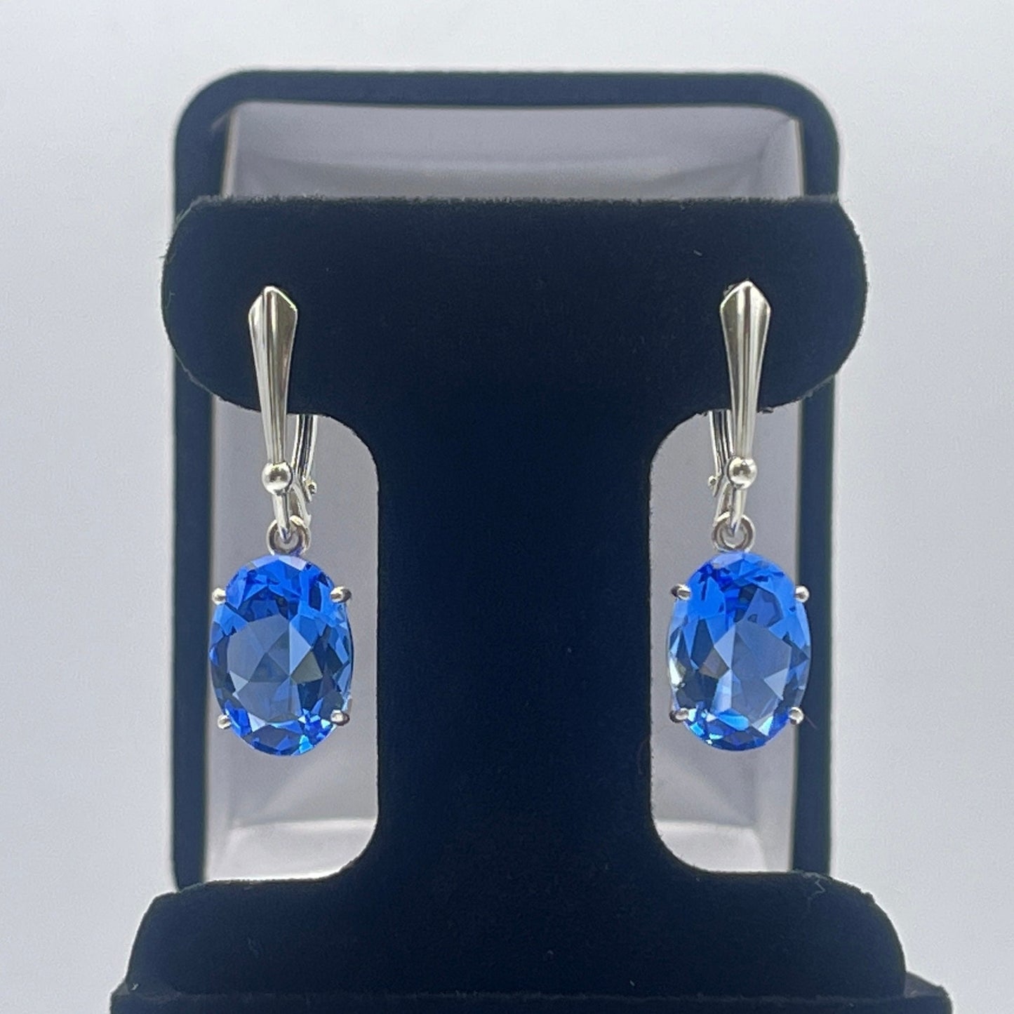 Gorgeous 8.5ctw Oval Cut Blue Quartz Earrings in Sterling Silver