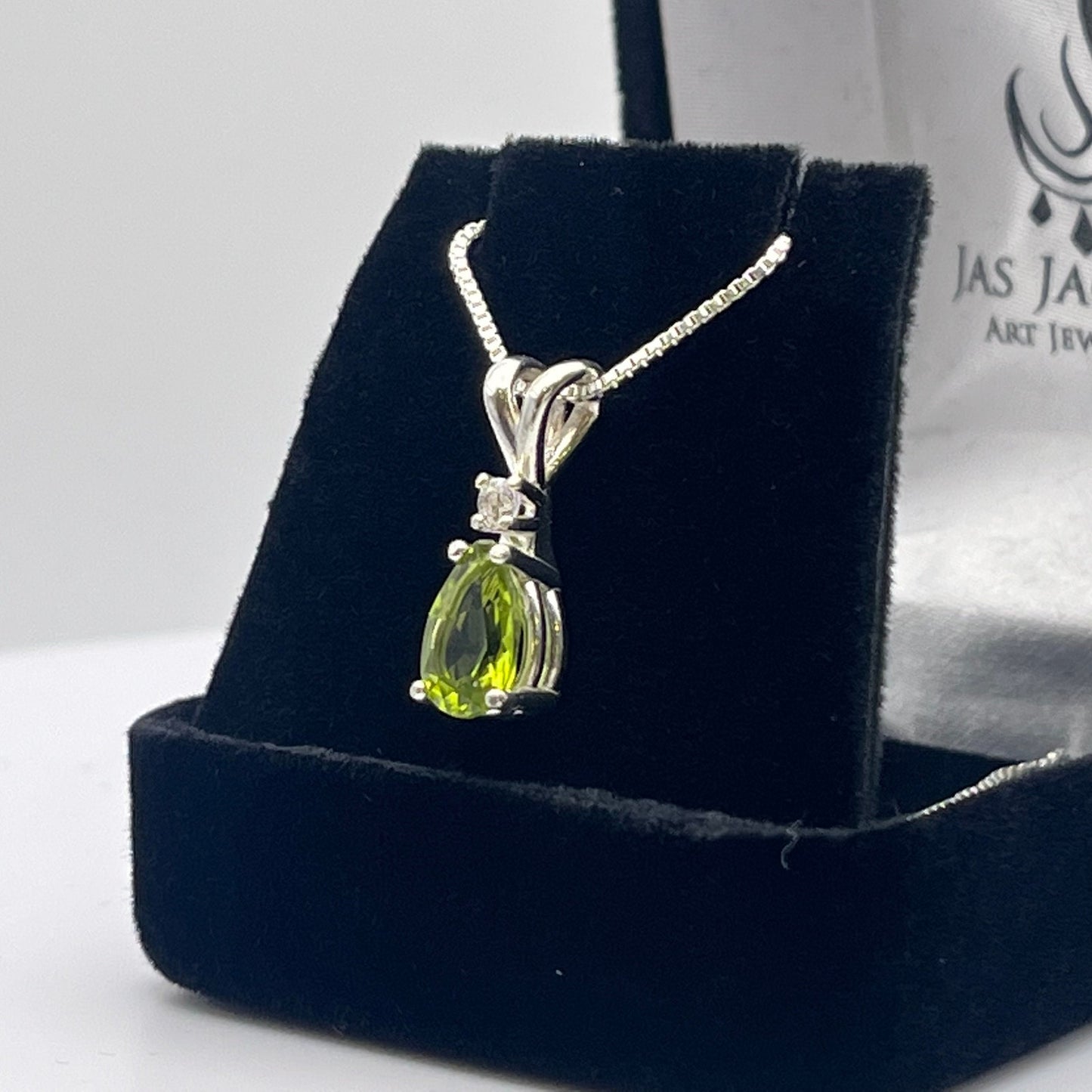 BEAUTIFUL 1.25ctw Pear Cut Peridot Necklace Peridot Pendant Sterling Silver Trending Jewelry Gift August Birthstone 16” 18”