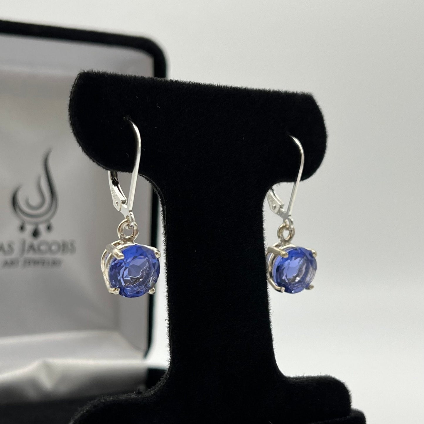 BEAUTIFUL 4.6ctw Blue Fluorite Earrings Sterling Silver Leverback Trending Jewelry Gift Holiday Jewelry