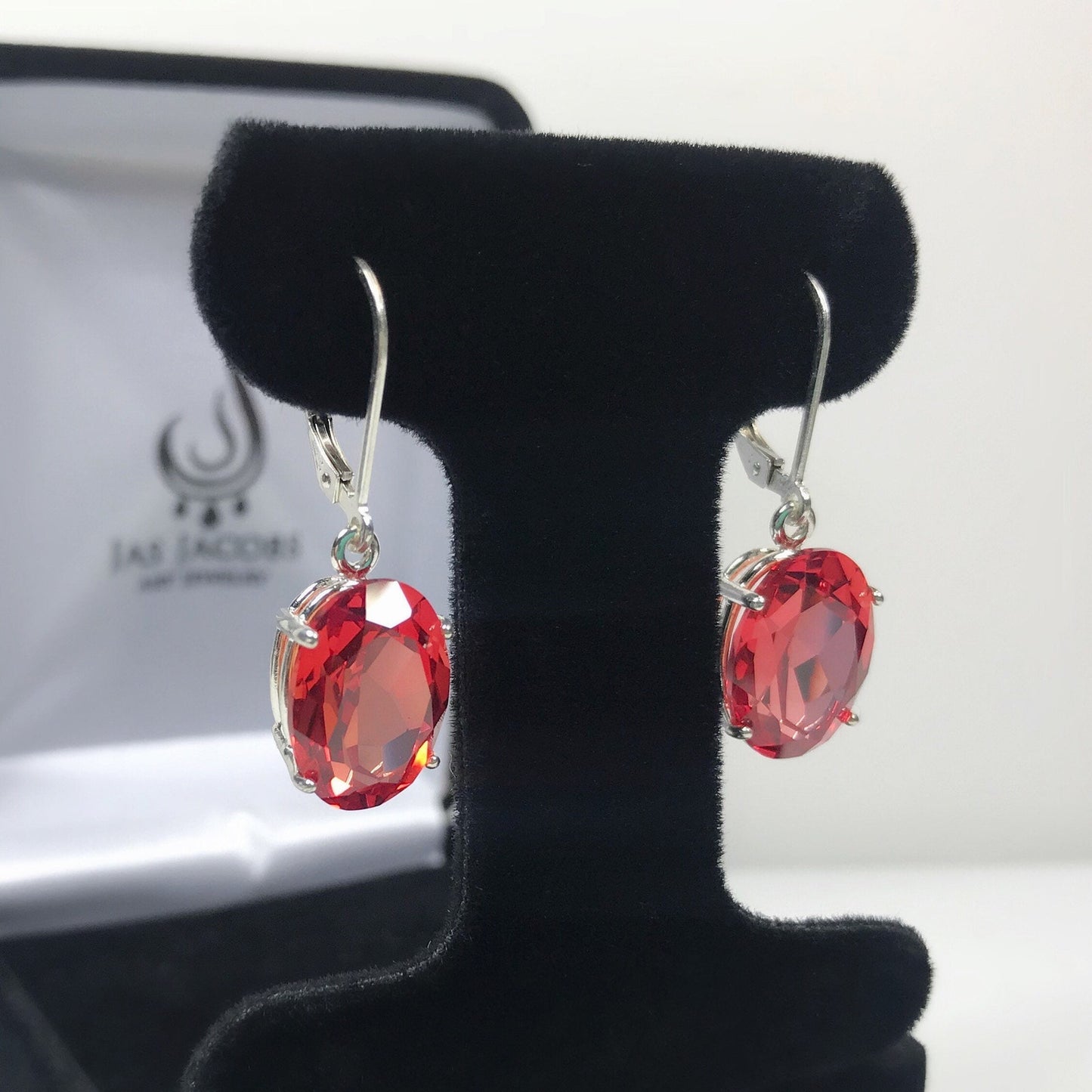 Beautiful 16ctw Oval Cut Padparadscha Sapphire Earrings Orange Sapphire Earrings
