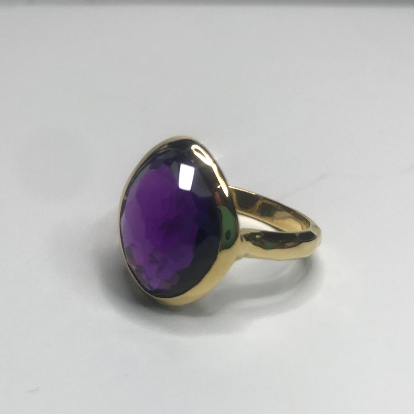 Gorgeous 5ct Genuine Amethyst Ring 18k Gold Vermeil Abstract Cut Amethyst Ring