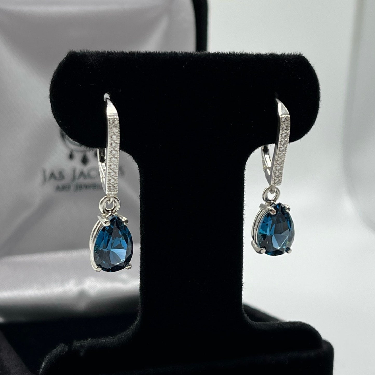 BEAUTIFUL 4.5ctw Pear Cut London Blue Spinel Earrings in Sterling Silver