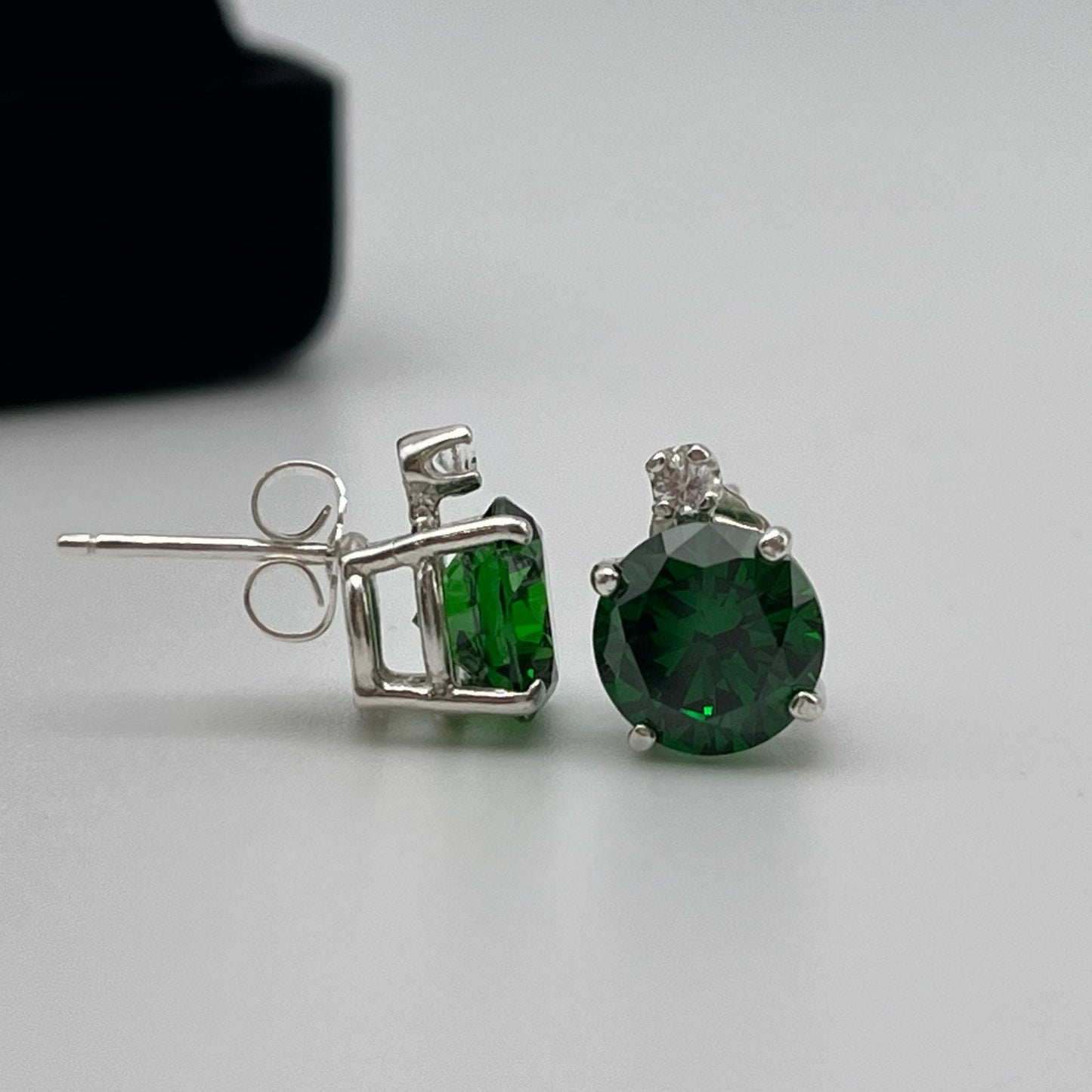 Beautiful 3.3ctw Emerald & White Sapphire Earrings Emerald Earrings