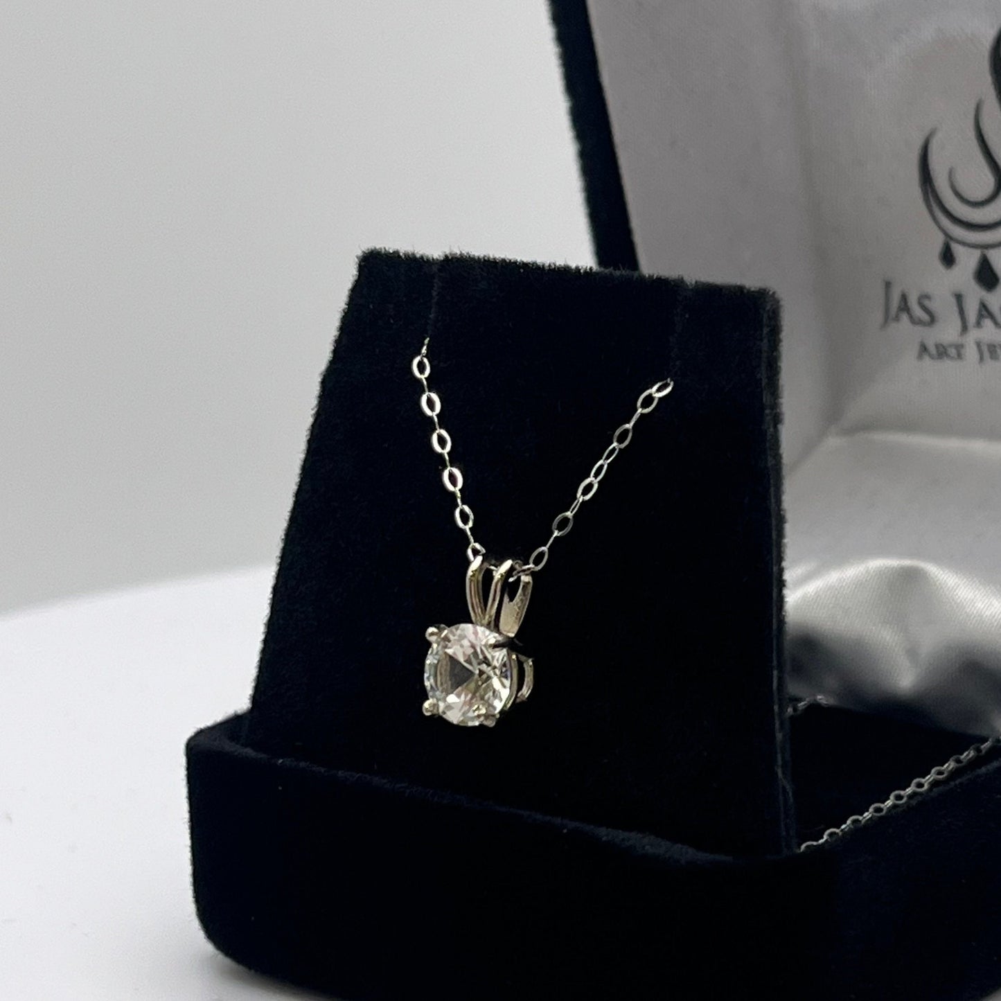 Beautiful 14k Gold 1ct White Sapphire Necklace Solitaire Pendant Anniversary Gift Gift Bridal Gift 16” 18” Colorless Sapphire VVS