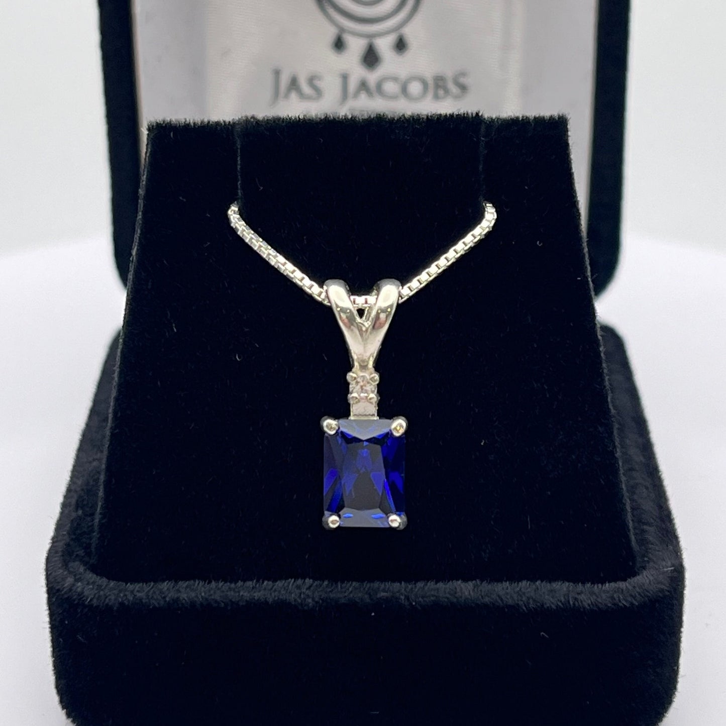 Gorgeous 2ctw Emerald Cut Sapphire Necklace September Birthstone