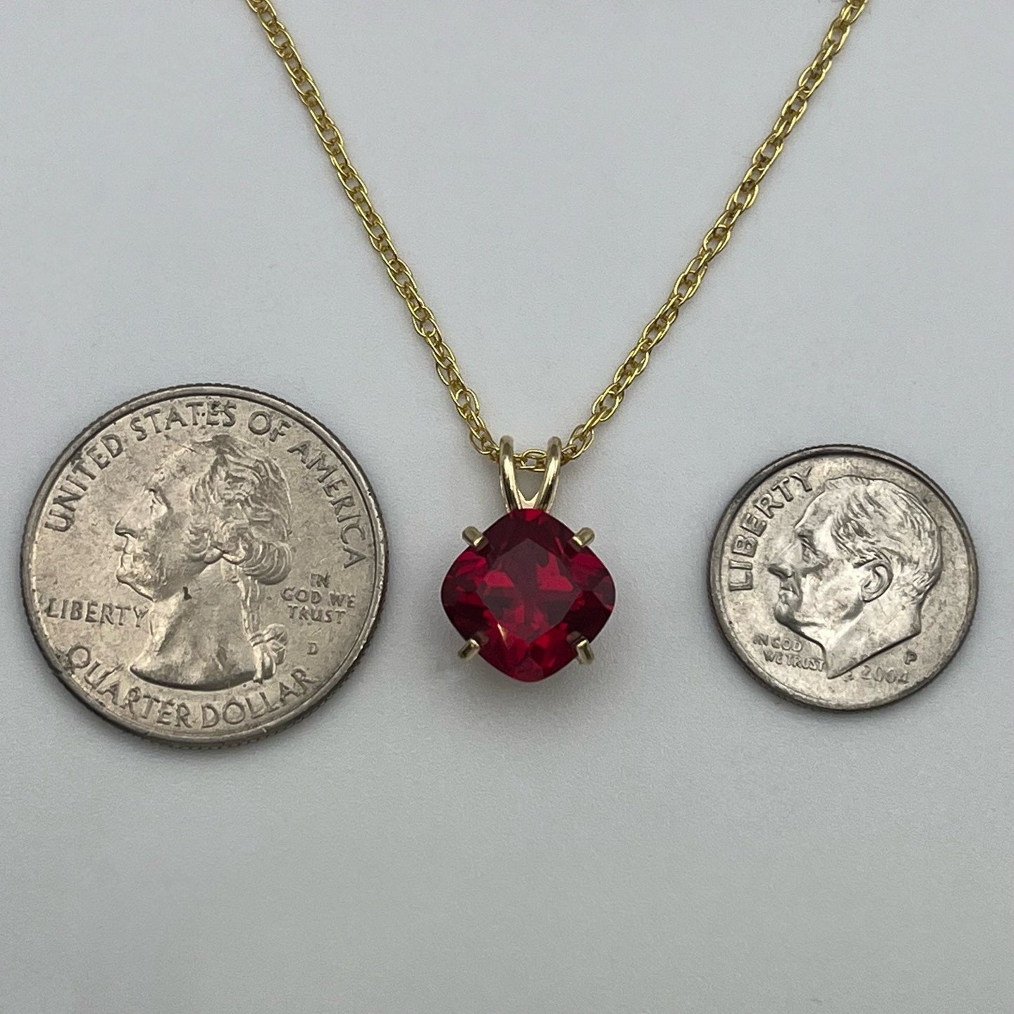Beautiful 14k Gold 5ct Cushion Cut Ruby Pendant Necklace Fine Jewelry Gift Cushion Square Ruby Necklace Lab July Birthstone