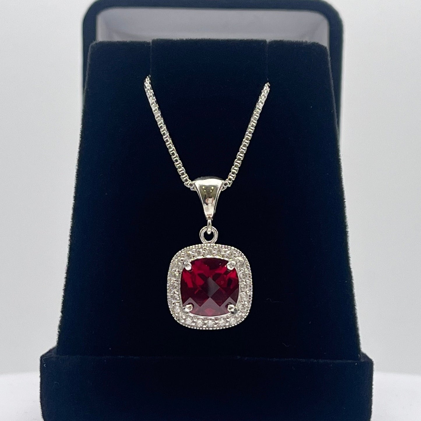 Beautiful 5.6ctw Ruby Necklace Sterling Silver Pendant Necklace Cushion Cut Ruby Necklace July Gift ladies jewelry