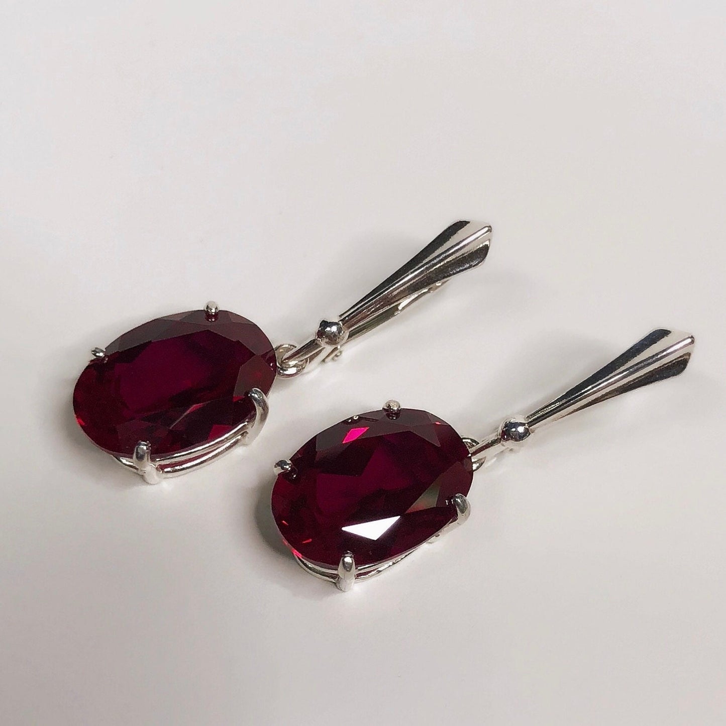 GORGEOUS 12ctw Oval Cut Ruby Earrings in Sterling Silver