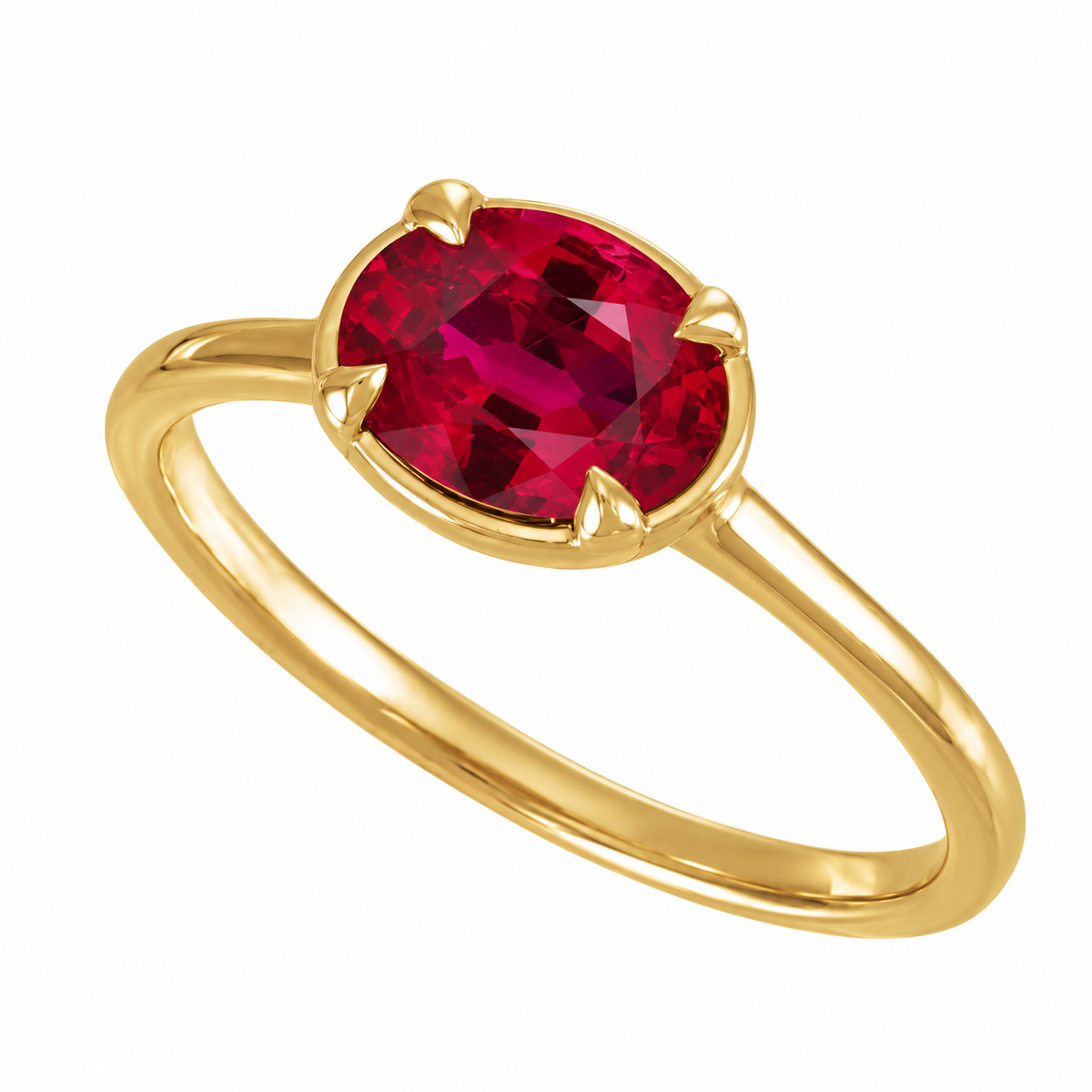 1.3ct Oval Lab-Grown Ruby Solitaire Ring – Modern Minimalist