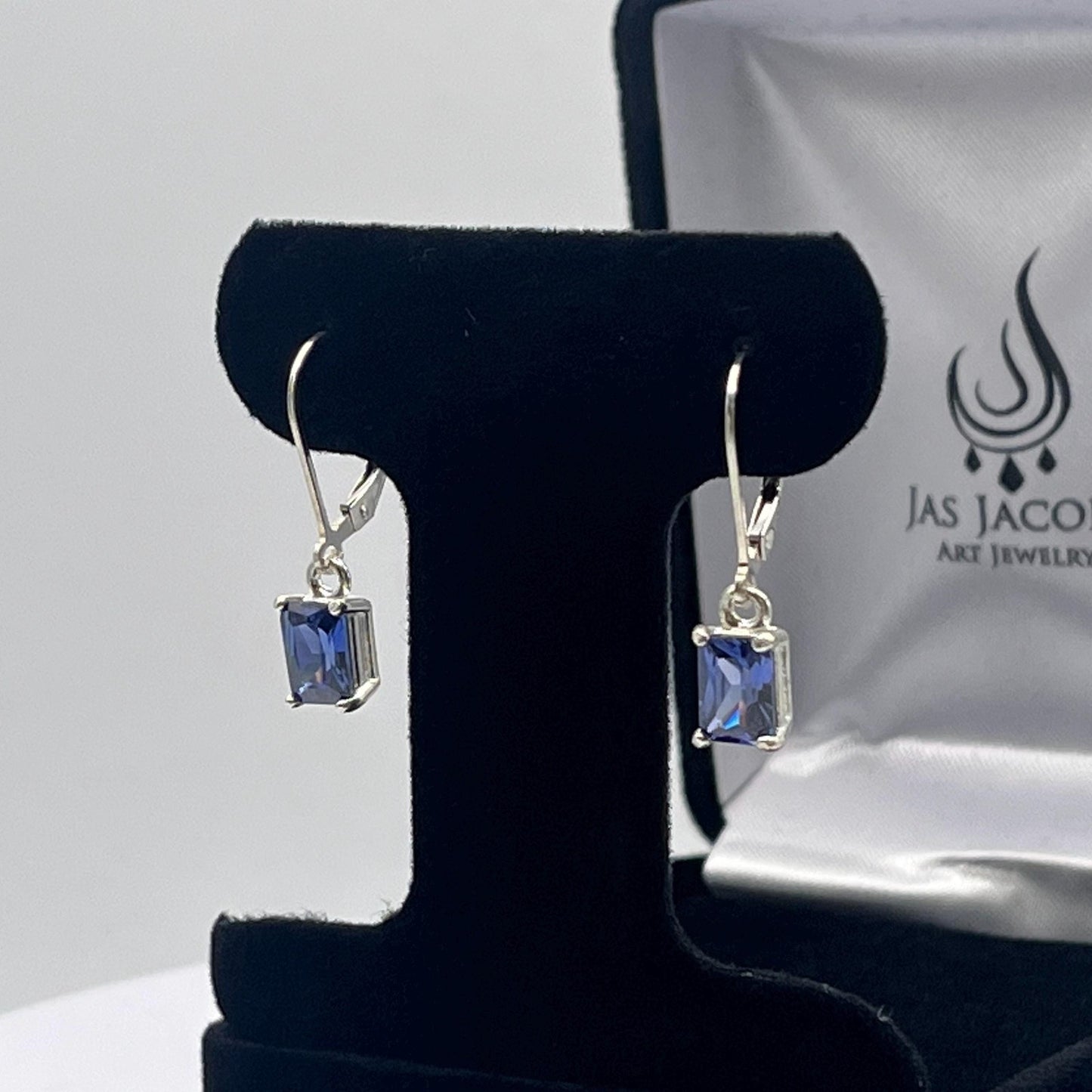 Beautiful 2ctw Emerald Cut Tanzanite Earrings in Sterling Silver
