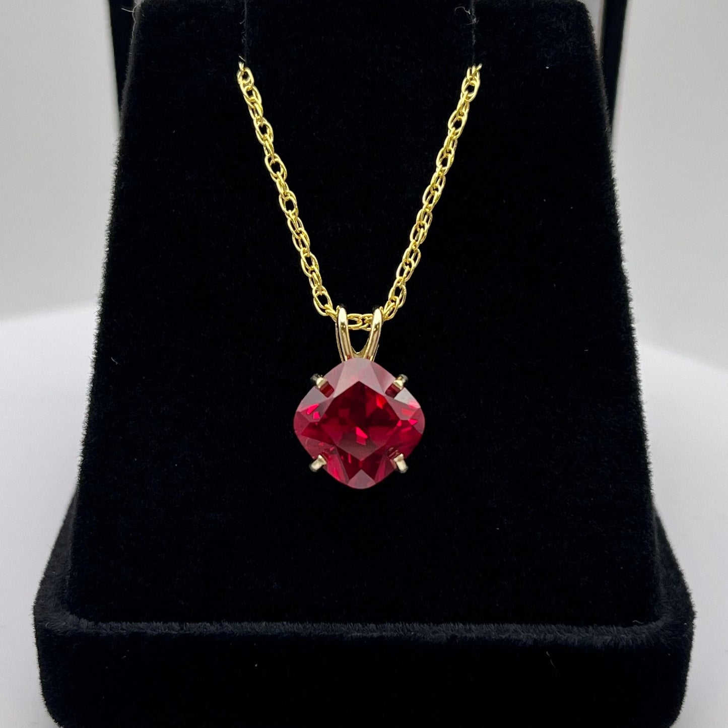 Beautiful 14k Gold 5ct Cushion Cut Ruby Pendant Necklace Fine Jewelry Gift Cushion Square Ruby Necklace Lab July Birthstone