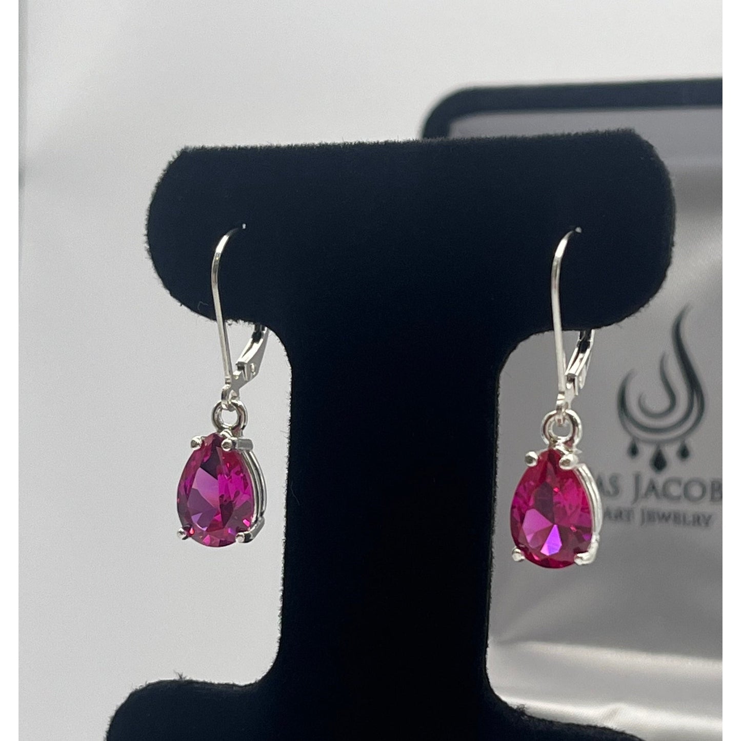 5ctw Pear Cut Bright Pink Sapphire Earrings