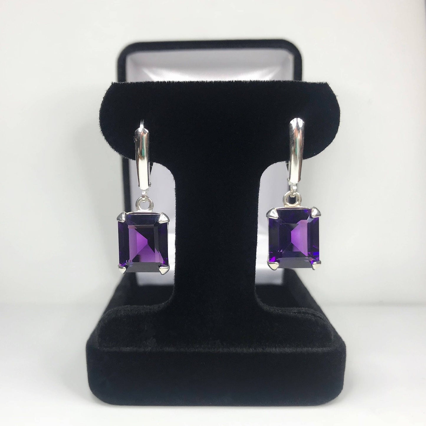 Beautiful 11ctw Royal Purple Amethyst Earrings in Sterling Silver
