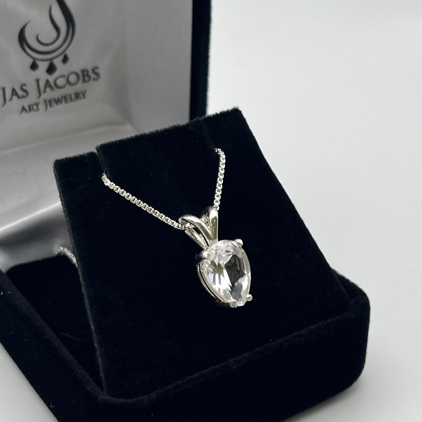 Beautiful 2.25ct Pear Cut White Sapphire Necklace Solitaire Jewelry Gift Bridal Jewelry Set