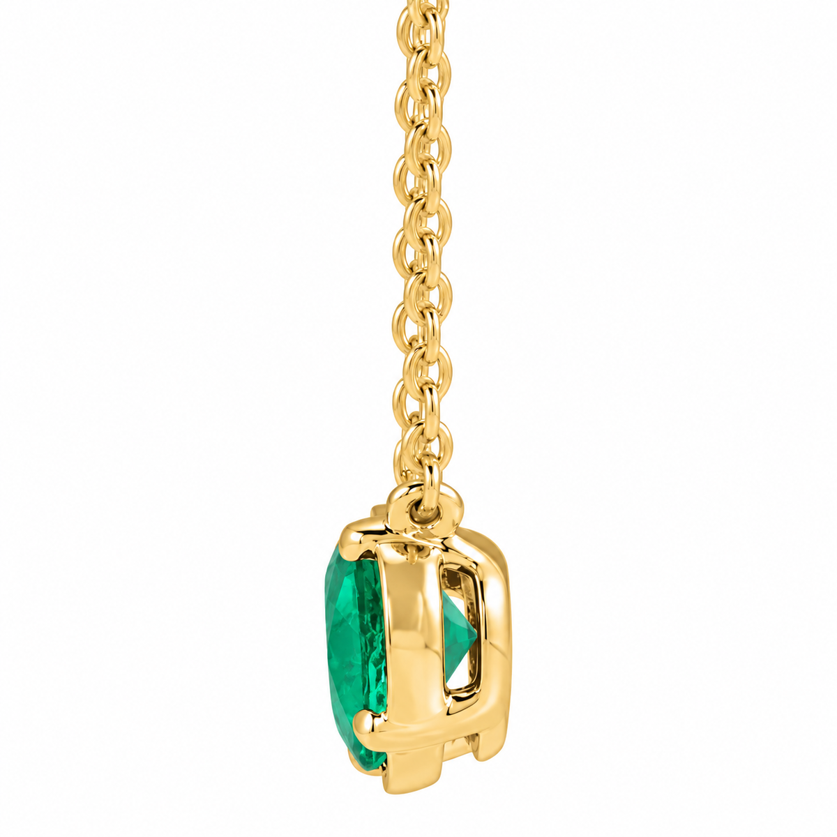 1ct Lab Grown Emerald East-West Solitaire Necklace – Modern Minimalist