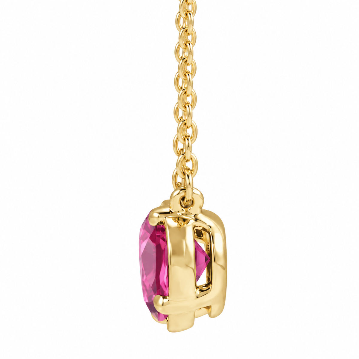 1.3ct Oval Pink Tourmaline Solitaire Necklace