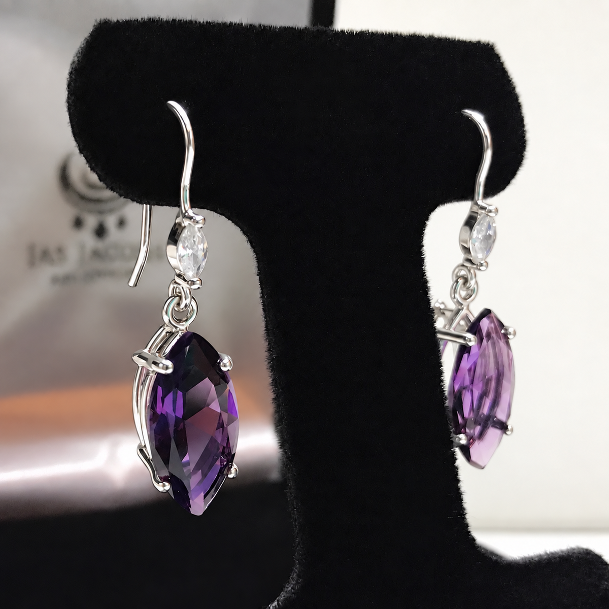 6.7ctw Marquise Amethyst Drop Earrings