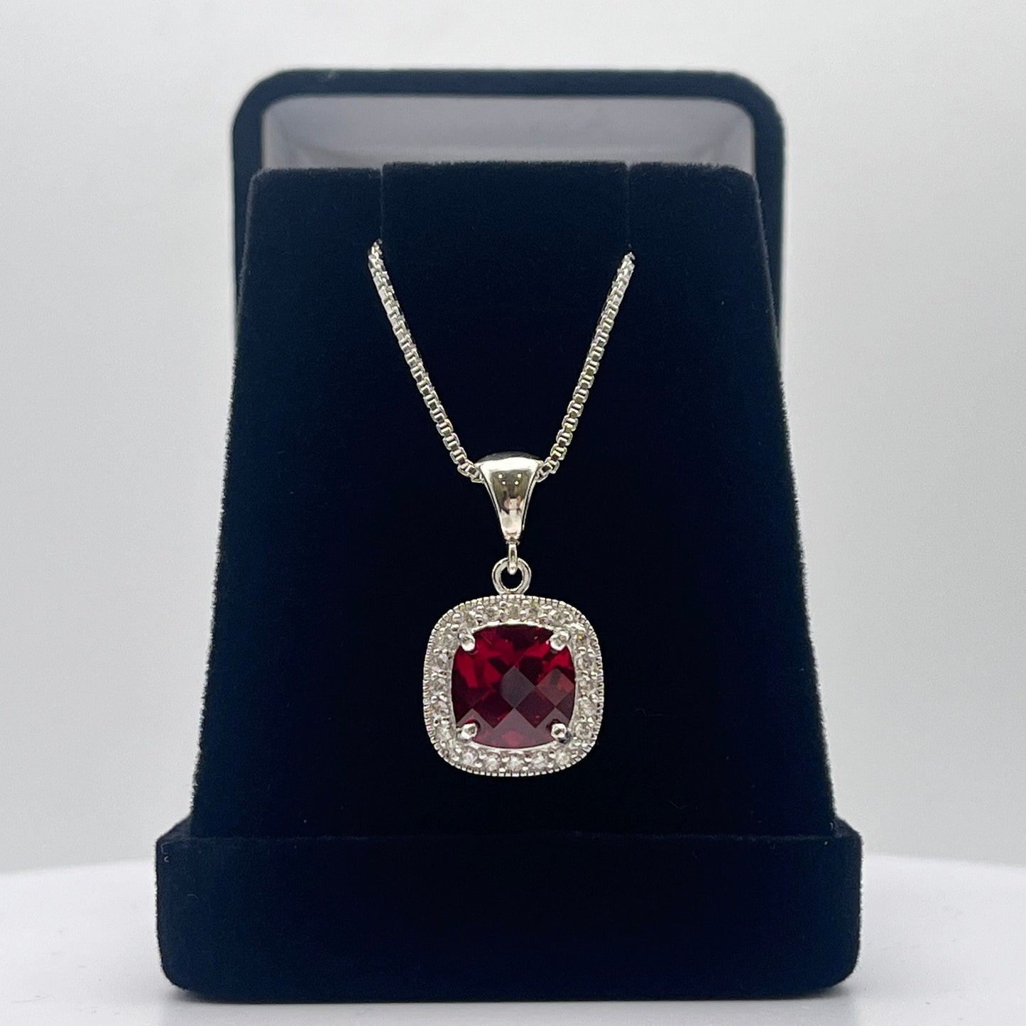Beautiful 5.6ctw Ruby Necklace Sterling Silver Pendant Necklace Cushion Cut Ruby Necklace July Gift ladies jewelry