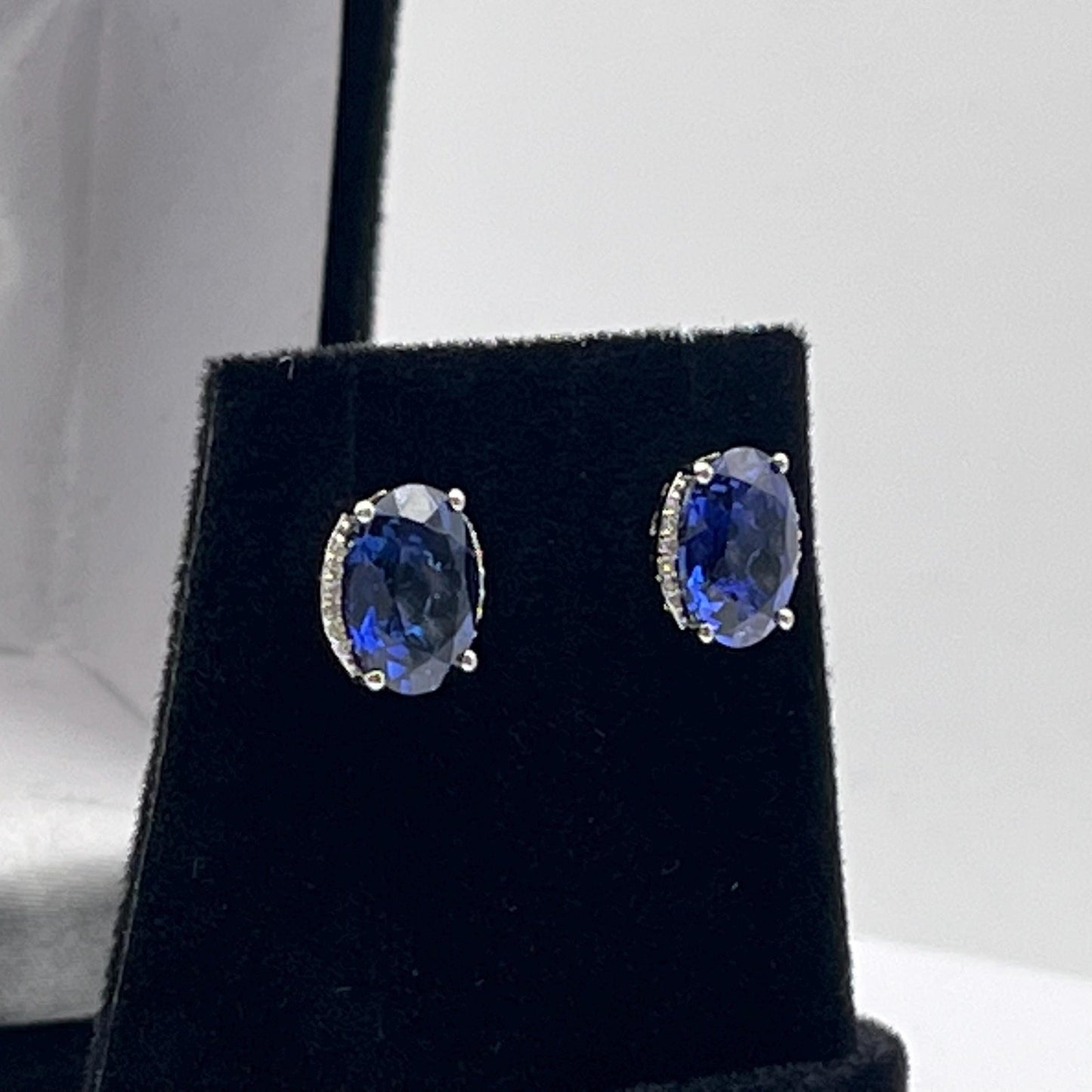 Gorgeous 4ctw Diamond and Sapphire Earrings in 10k White Gold