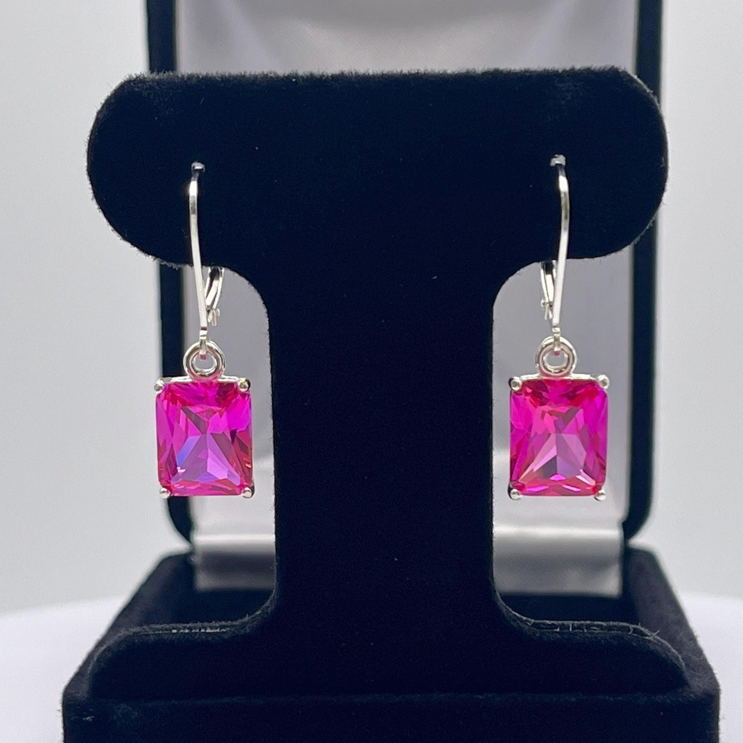 Gorgeous 8ctw Emerald Cut Pink Sapphire Earrings Jewelry Gift
